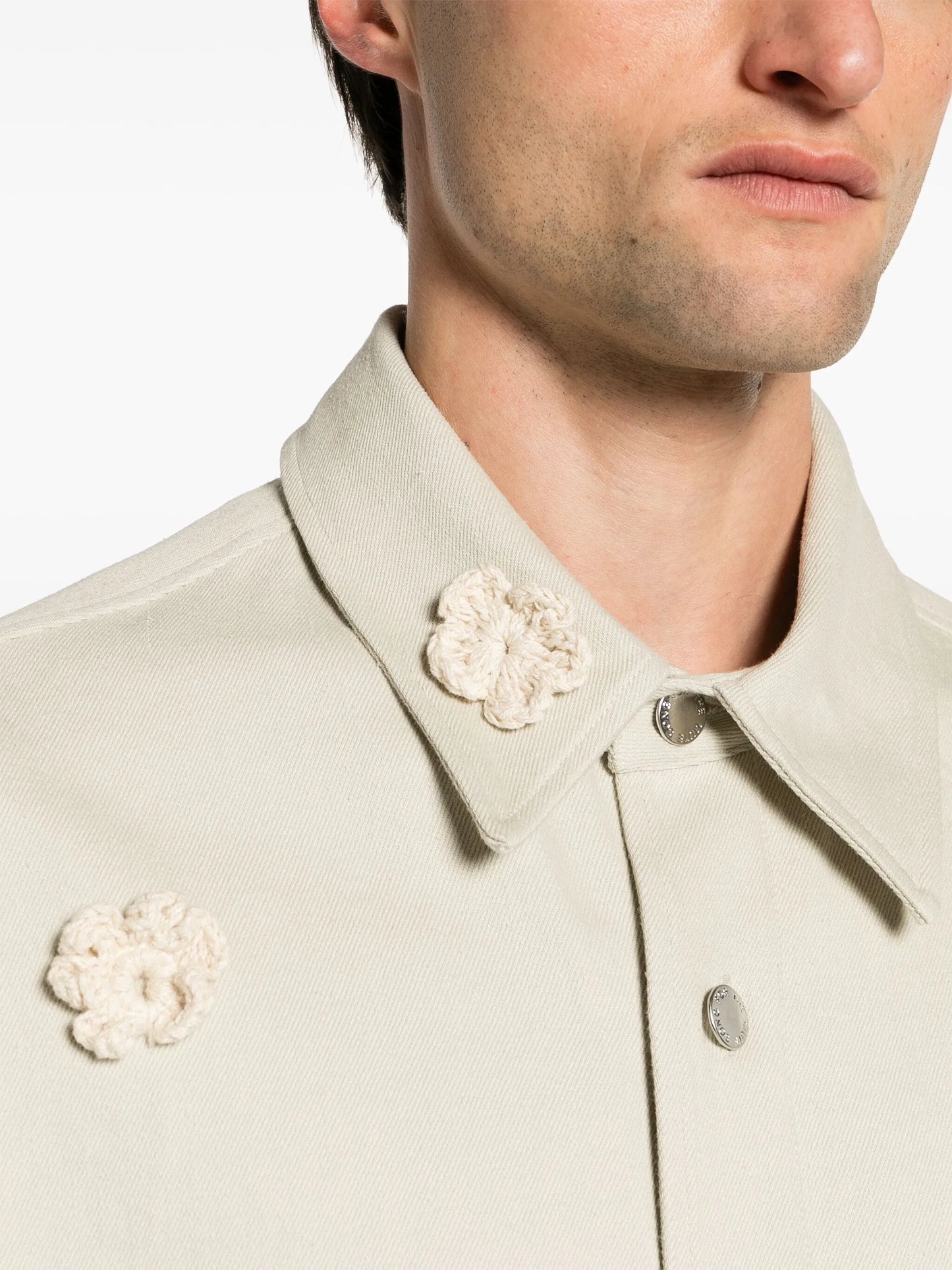 Daisy appliqué shirt jacket