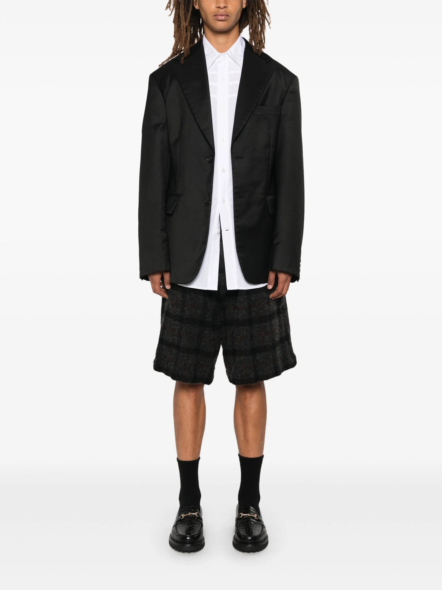 plaid-pattern shorts