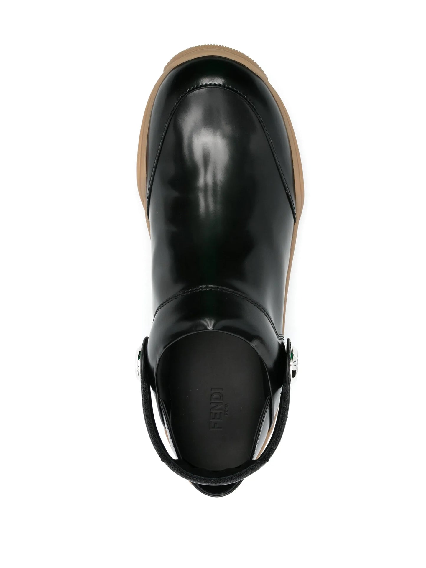 FF-embroidered leather clogs