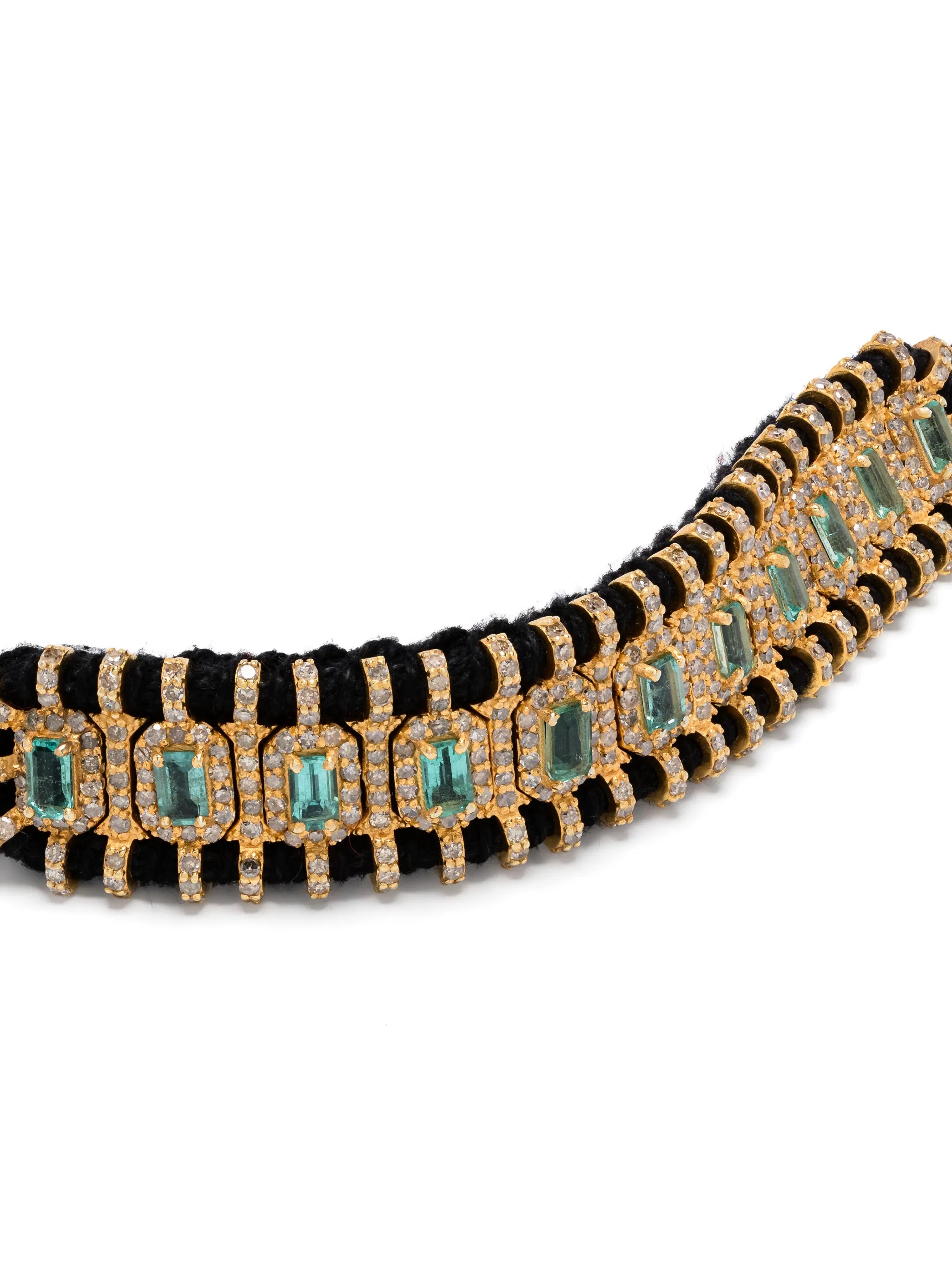 emerald and diamonds statement bracelet