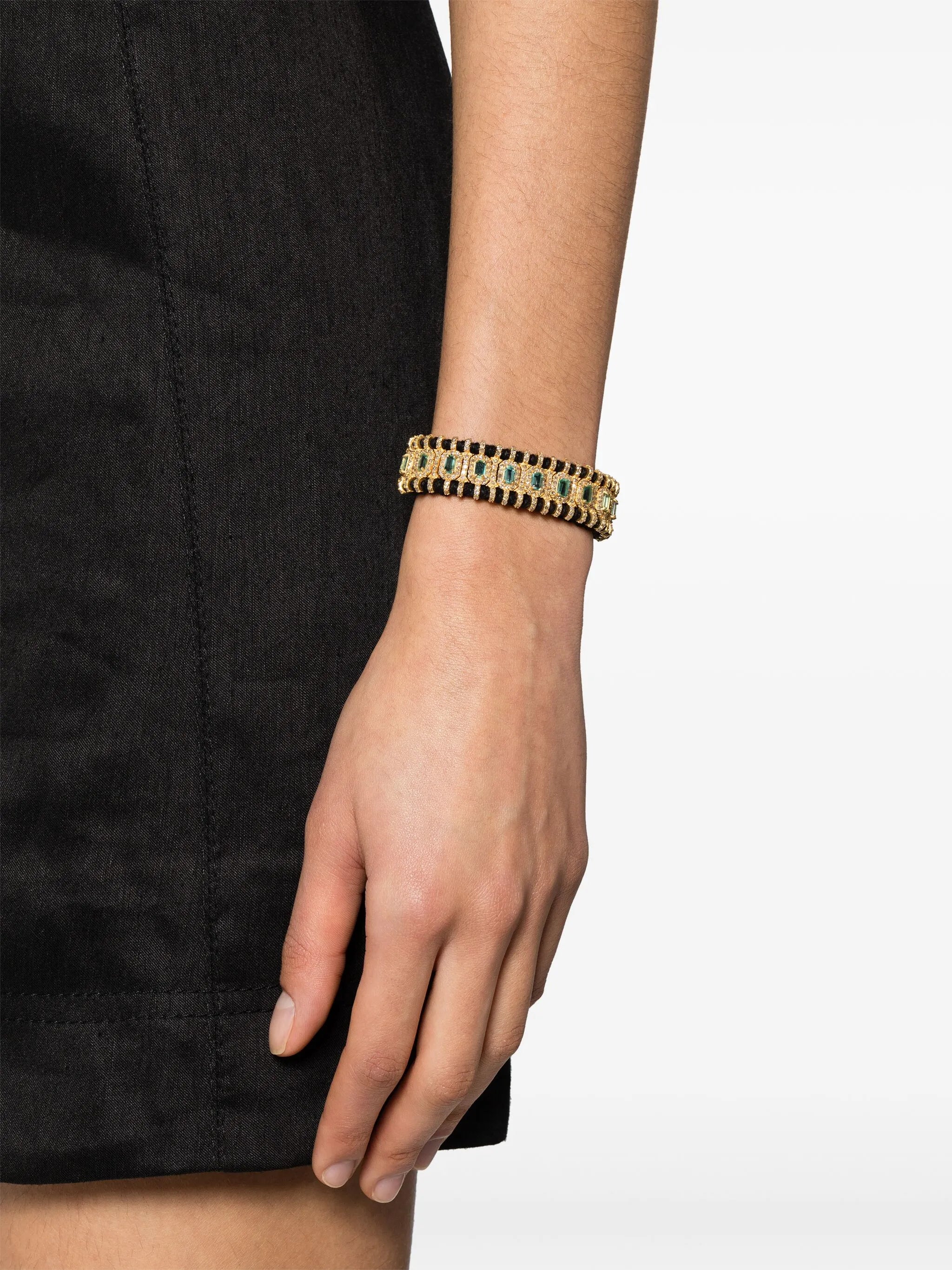 emerald and diamonds statement bracelet
