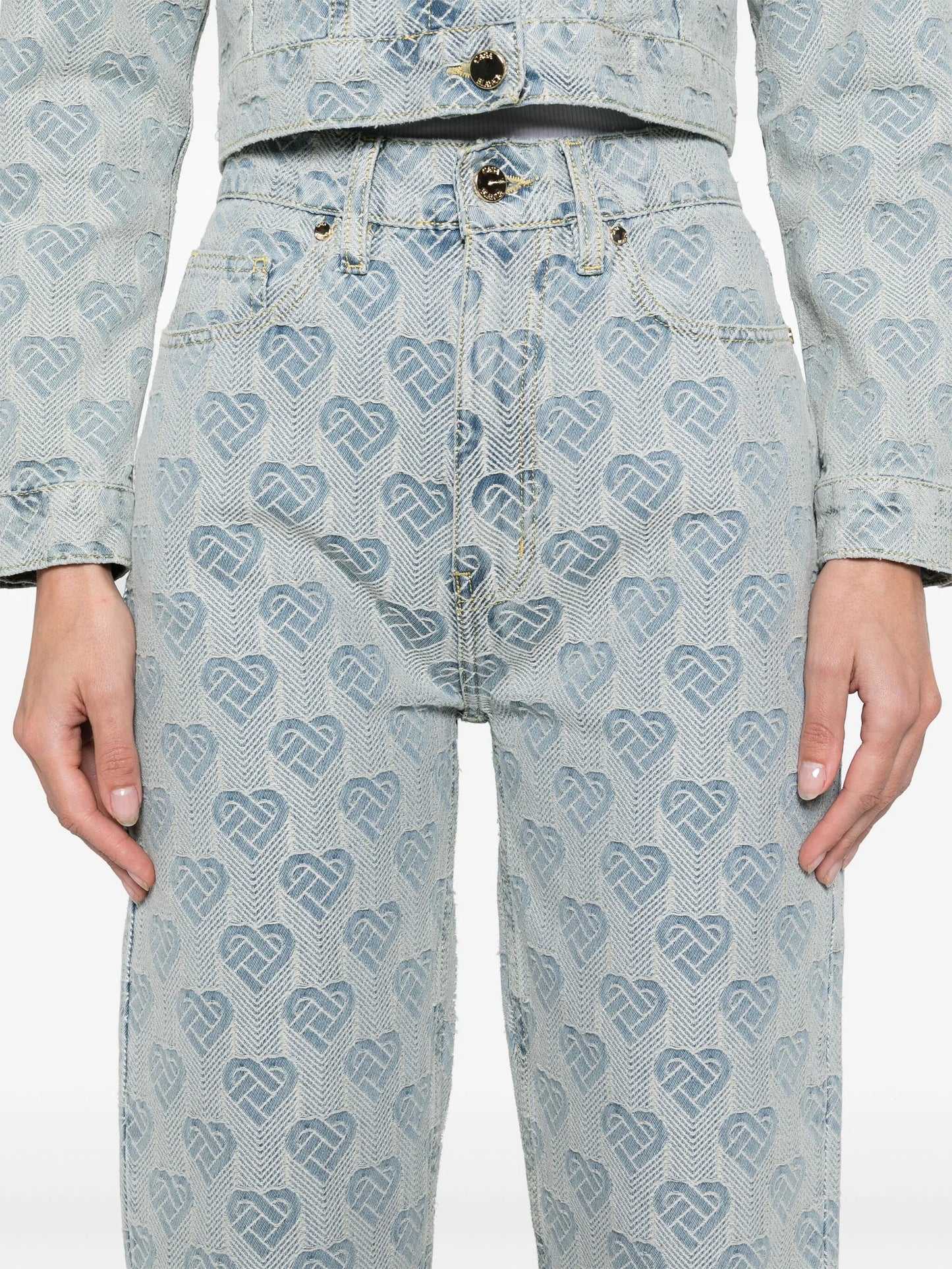 heart monogram-jacquard jeans