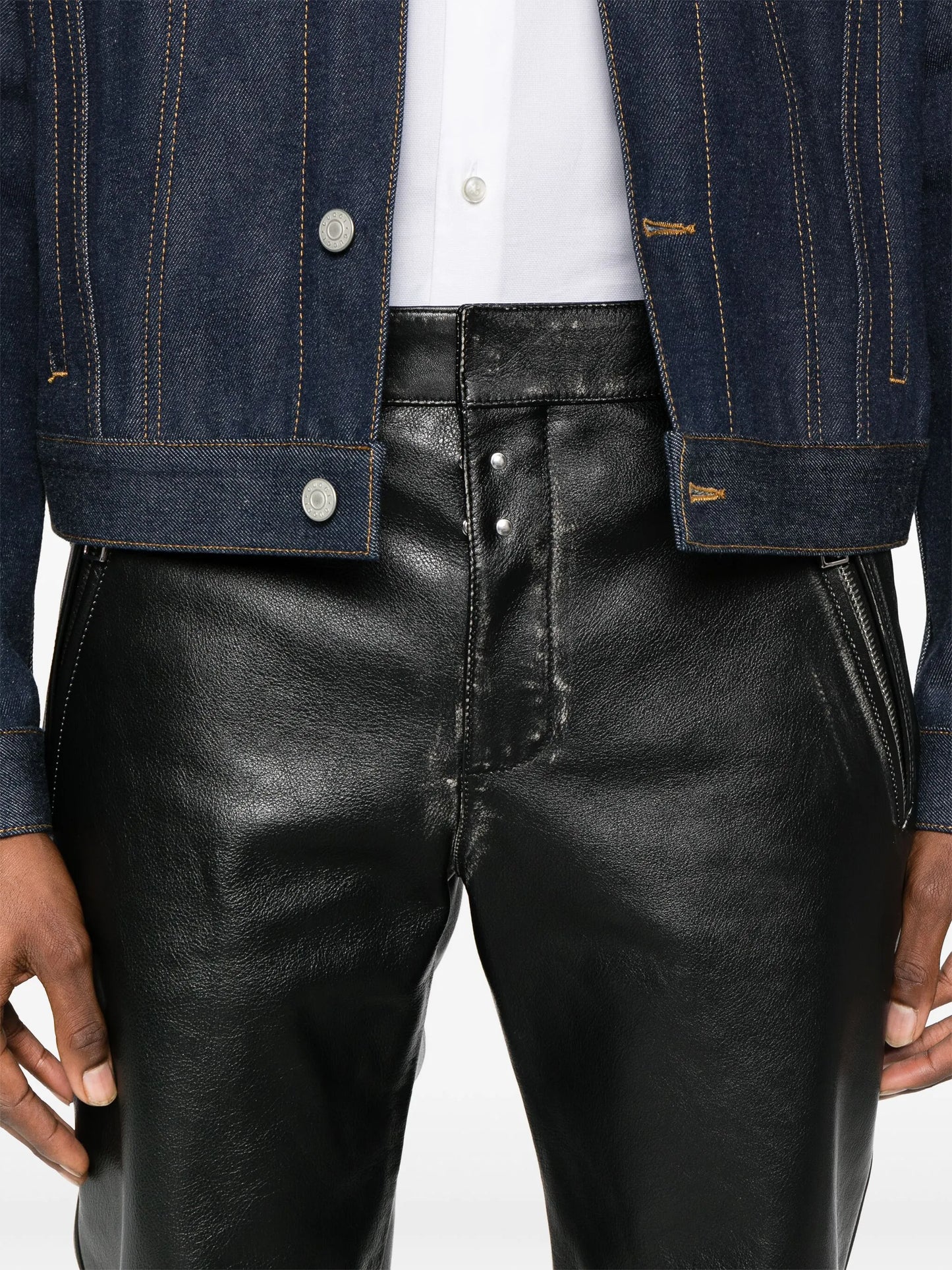 tapered leather trousers