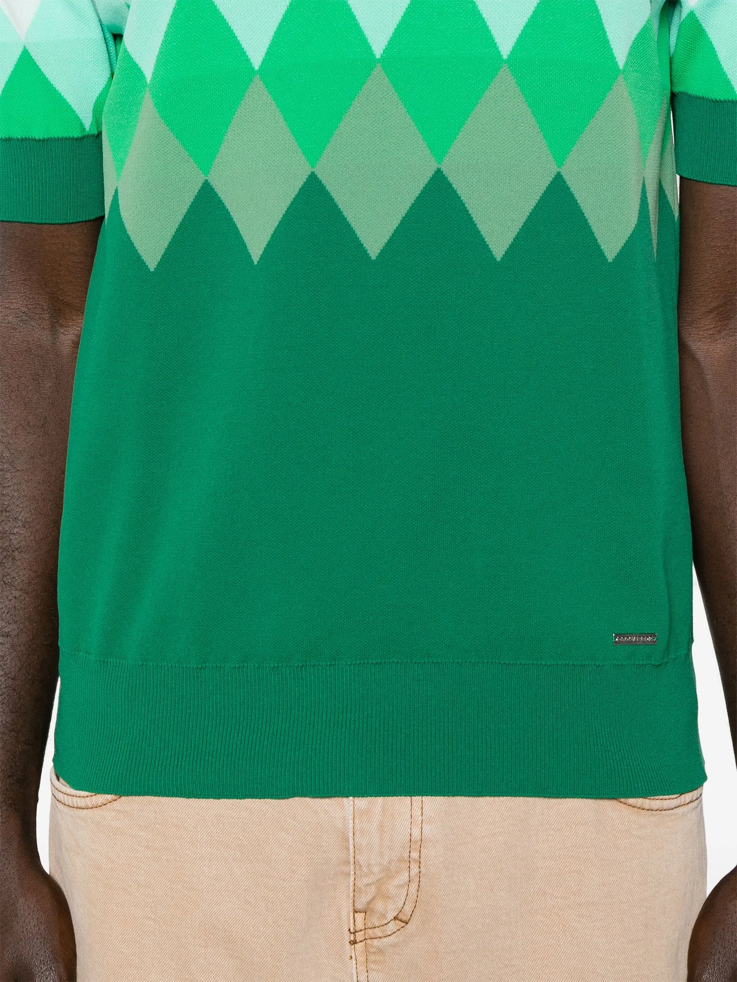 diamond-pattern polo shirt