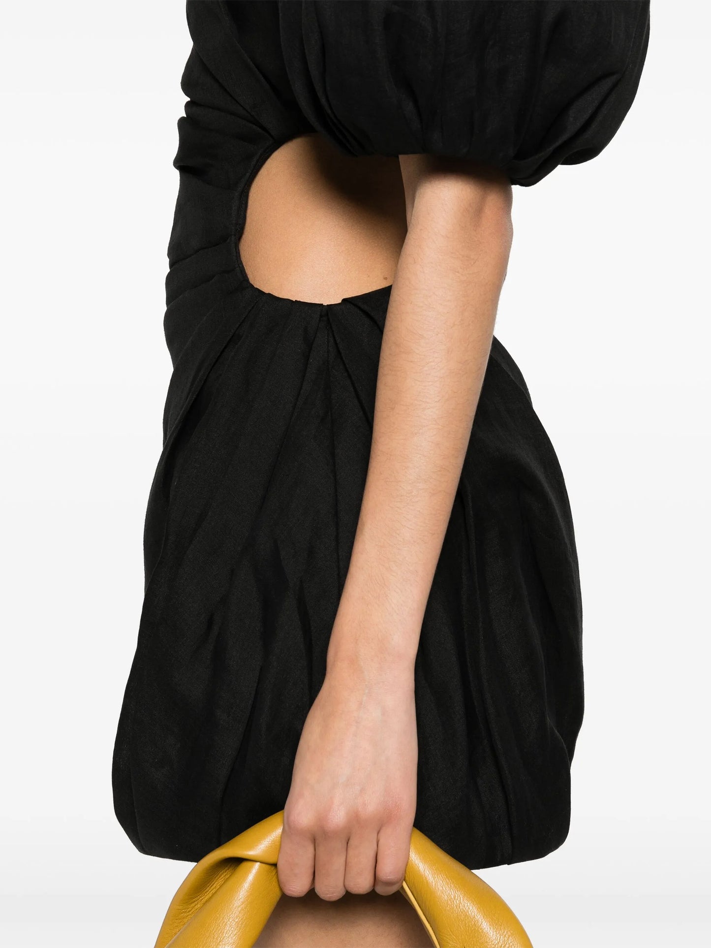 gathered one-shoulder minidress