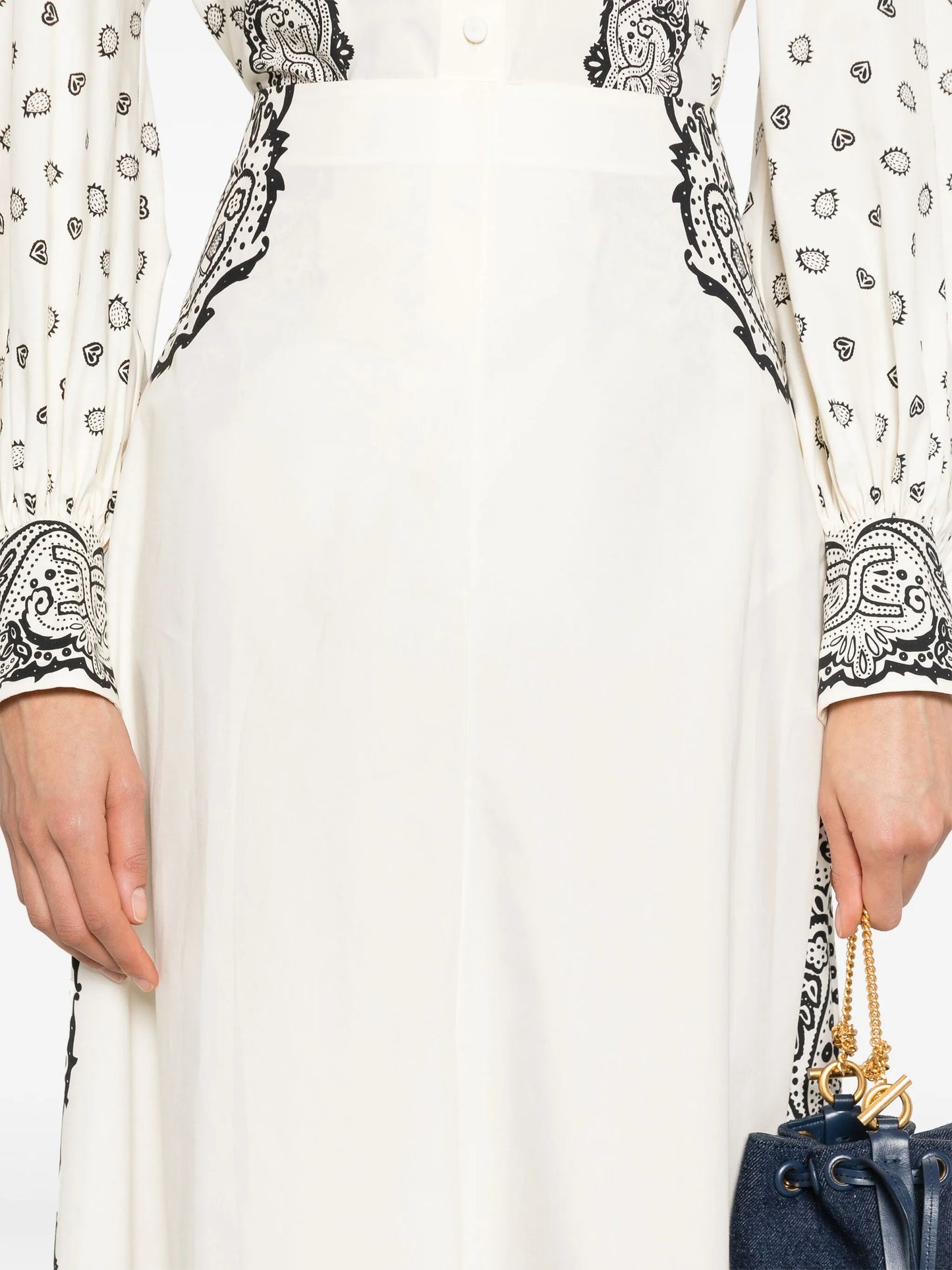 graphic-print flared skirt