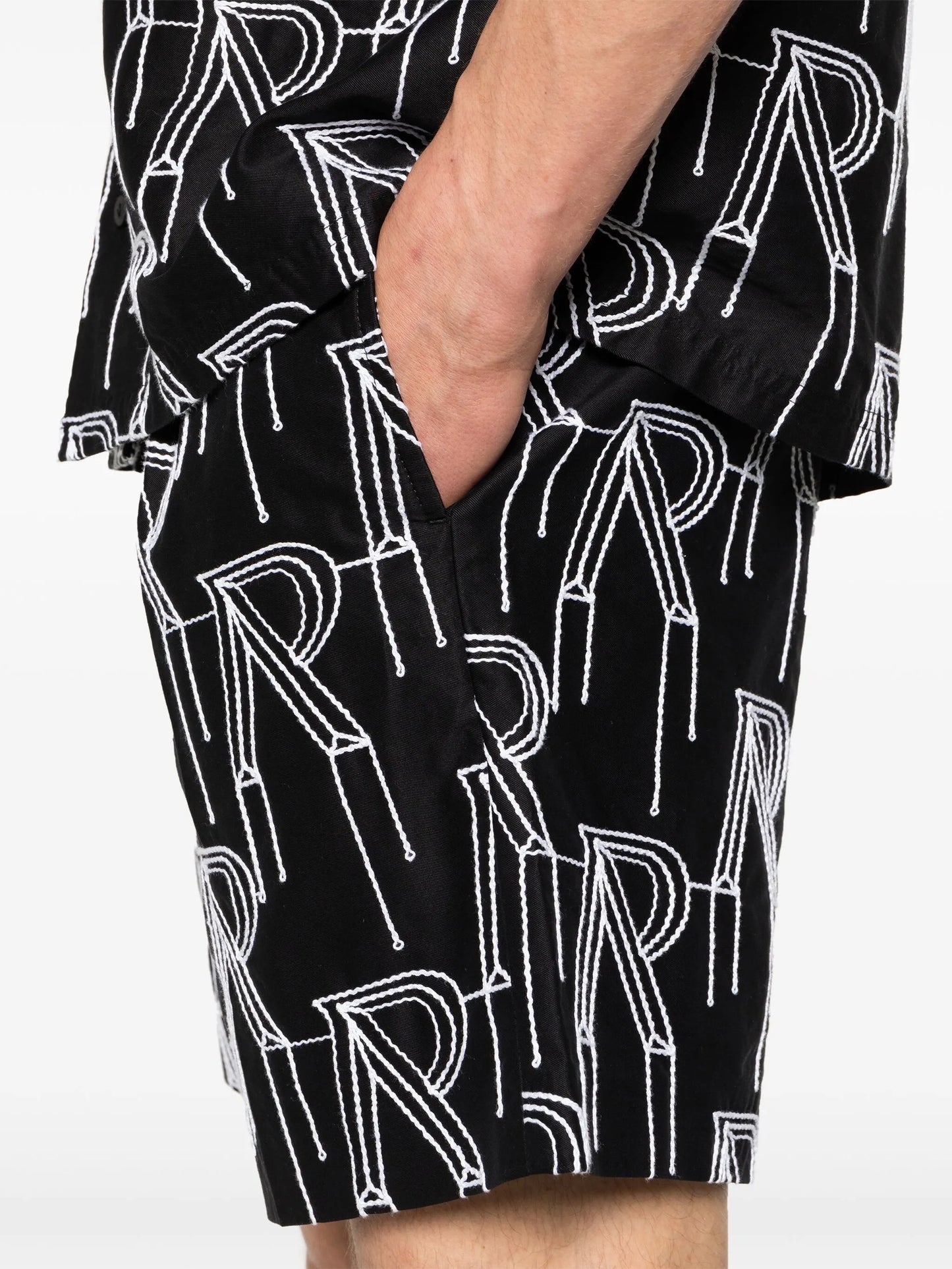 Initial-embroidered tailored shorts