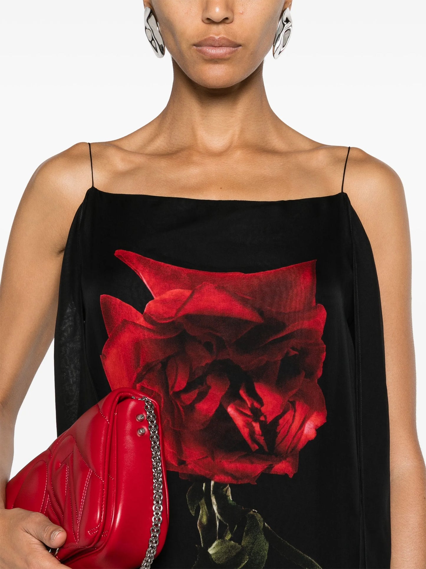 Shadow Rose-print silk dress