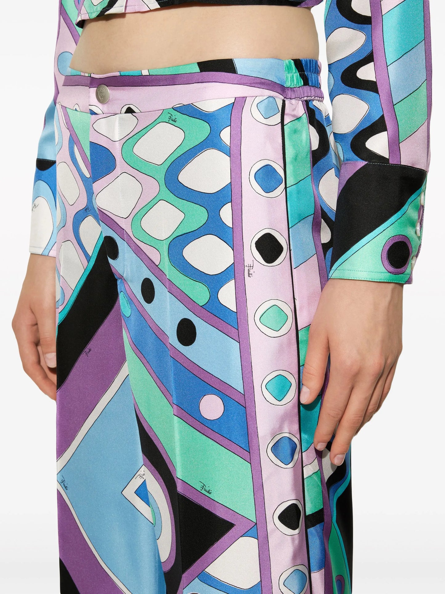 Vivara-print silk trousers