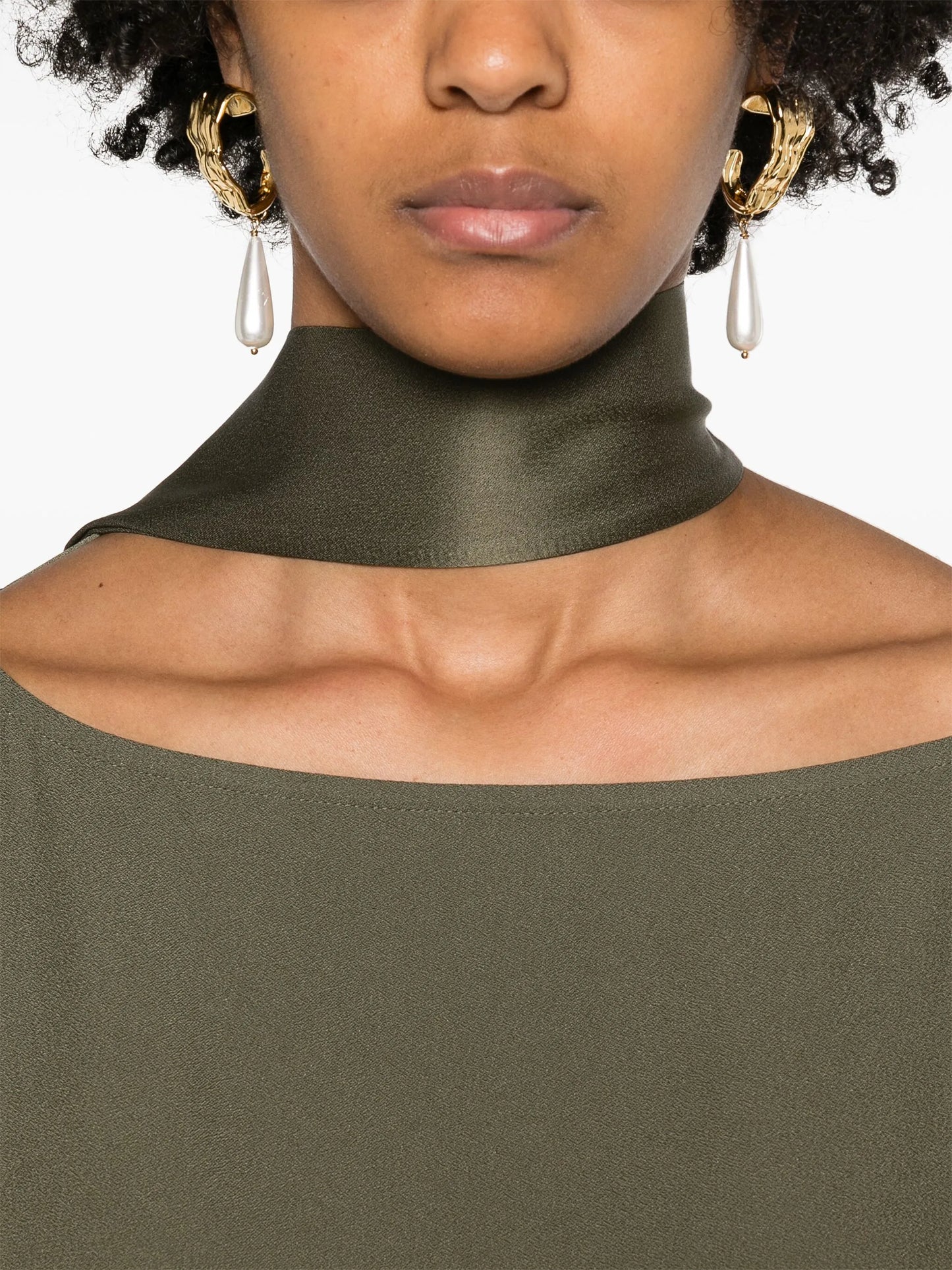 fringe-detail crepe kaftan dress