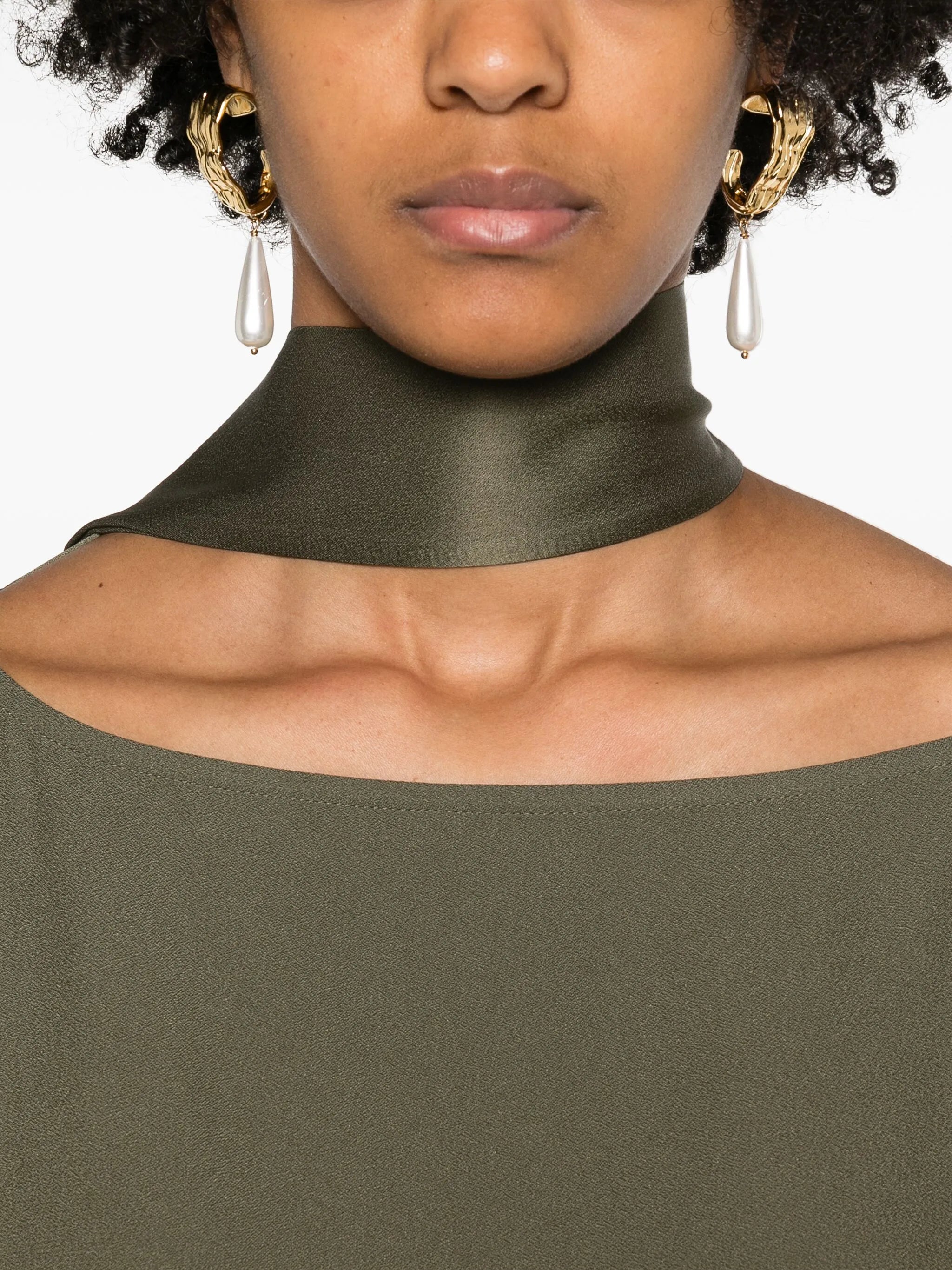 fringe-detail crepe kaftan dress