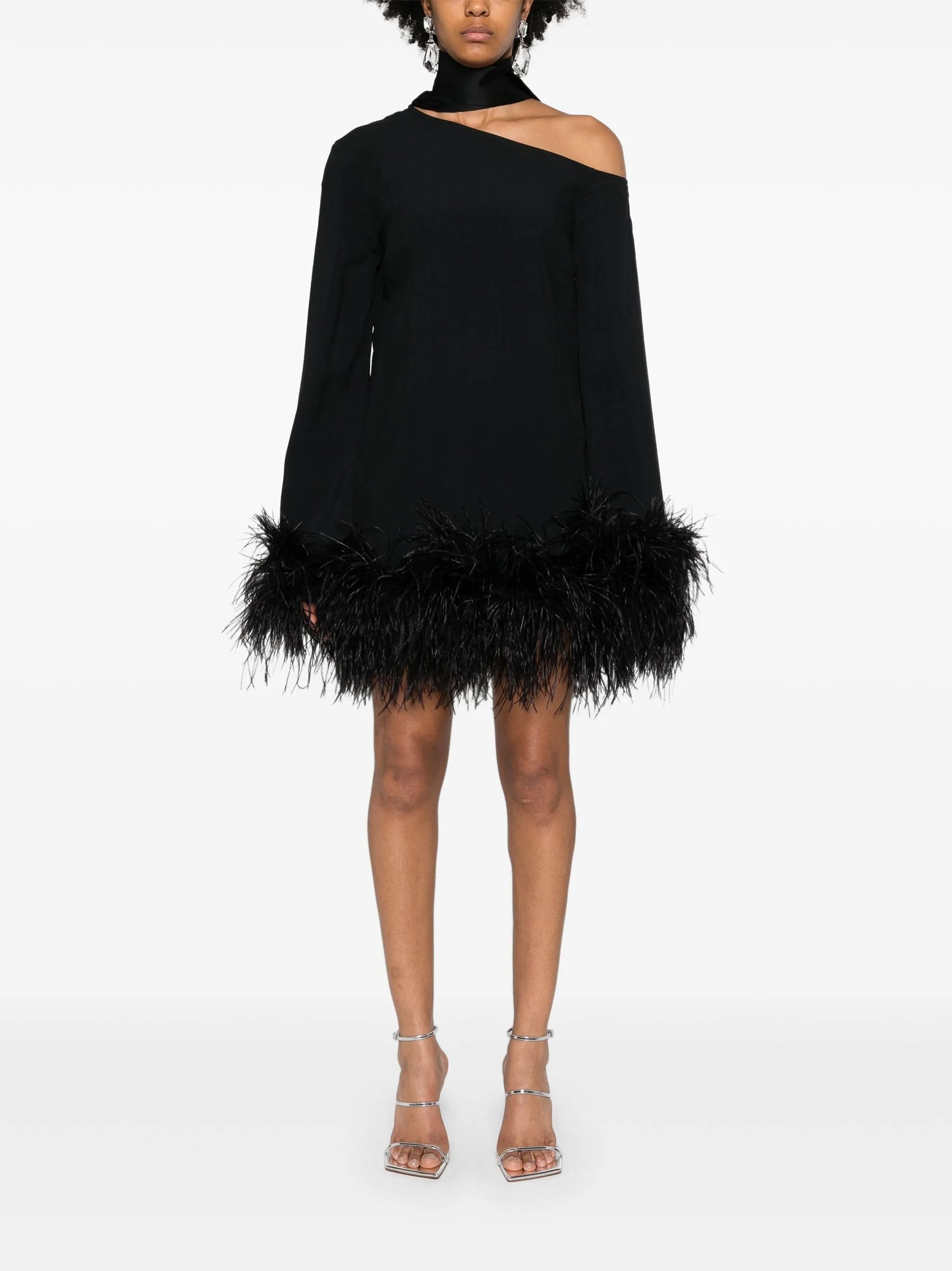 Adige feather-trim minidress