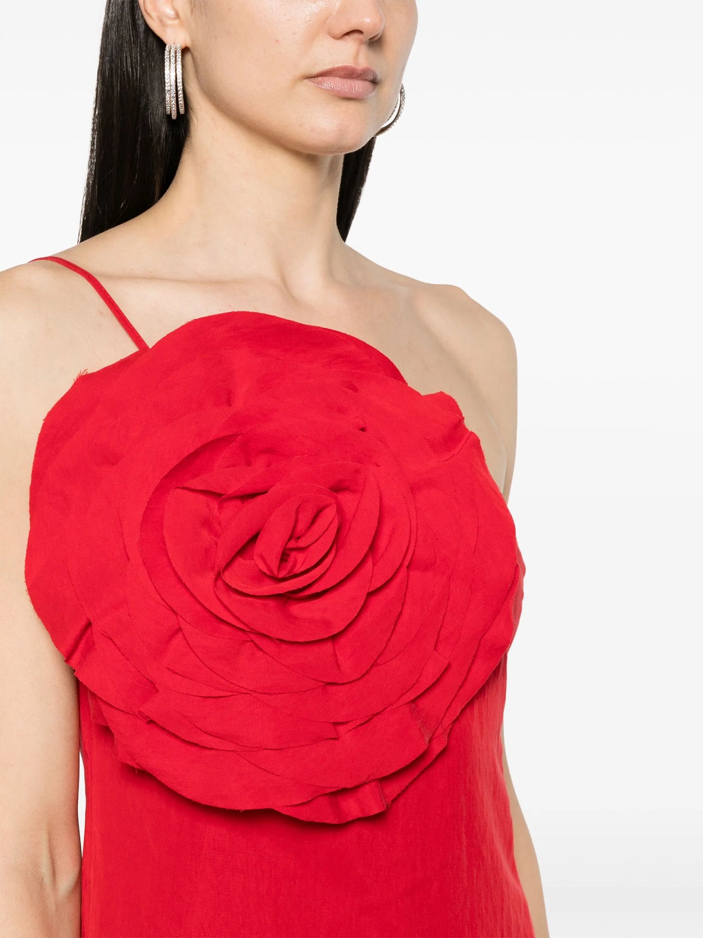 floral-appliqué mini dress