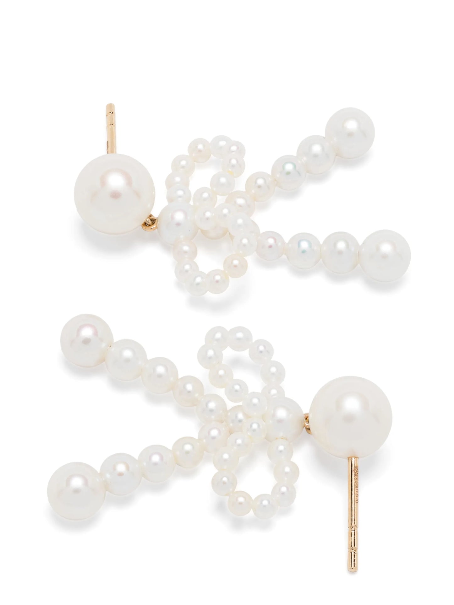 14kt yellow gold Bow freshwater pearl earrings