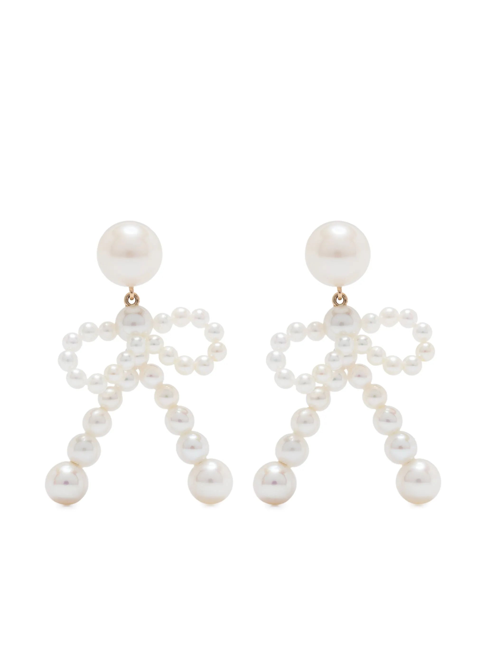 14kt yellow gold Bow freshwater pearl earrings