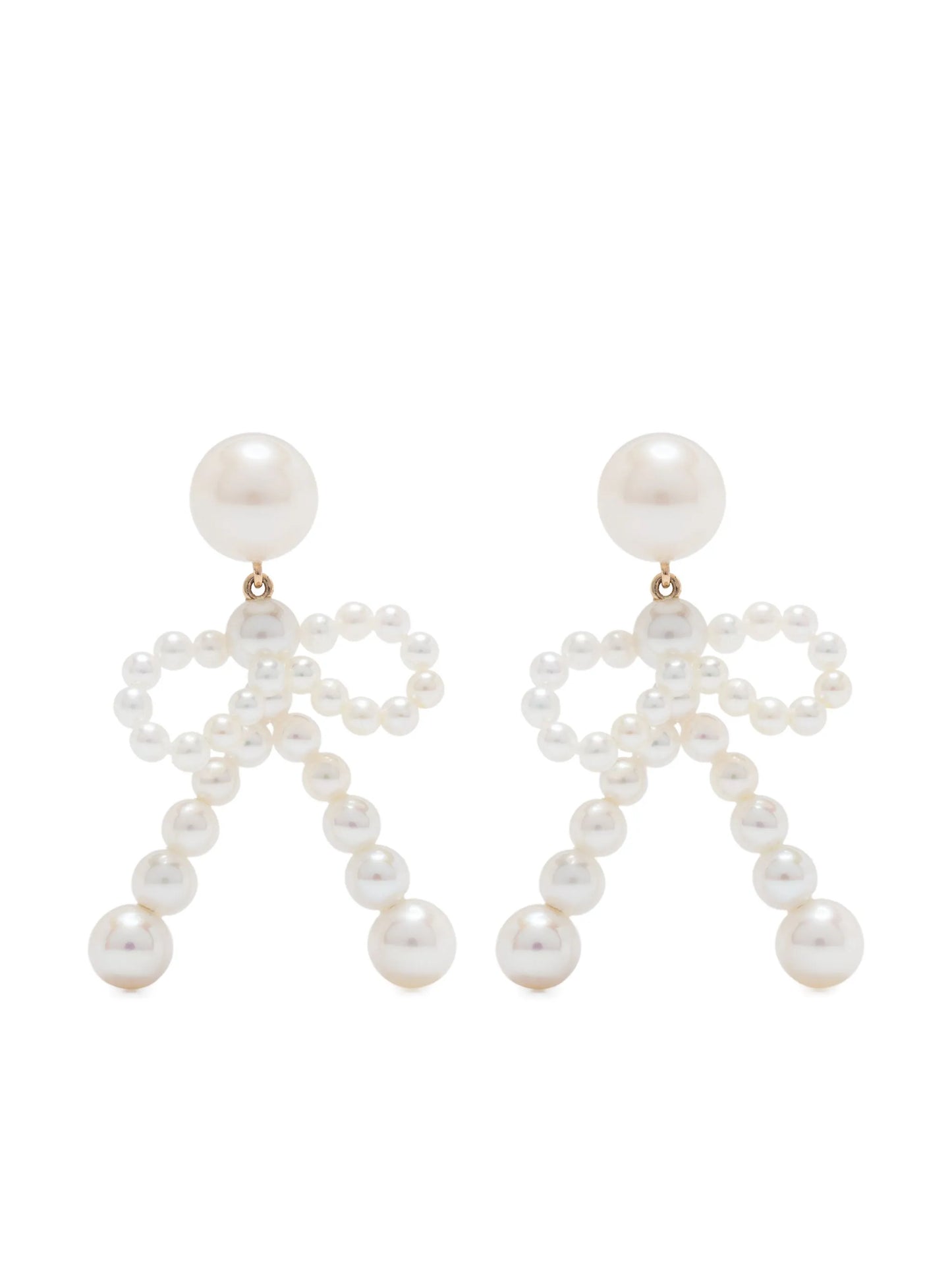 14kt yellow gold Bow freshwater pearl earrings