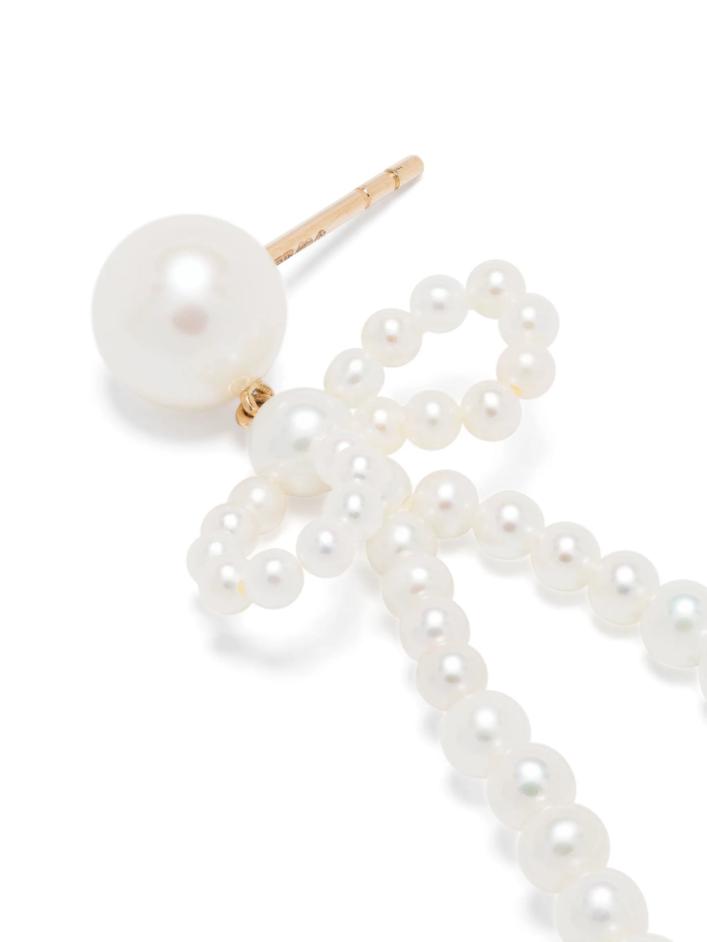 14kt yellow gold Bow Rosette freshwater pearls drop earrings