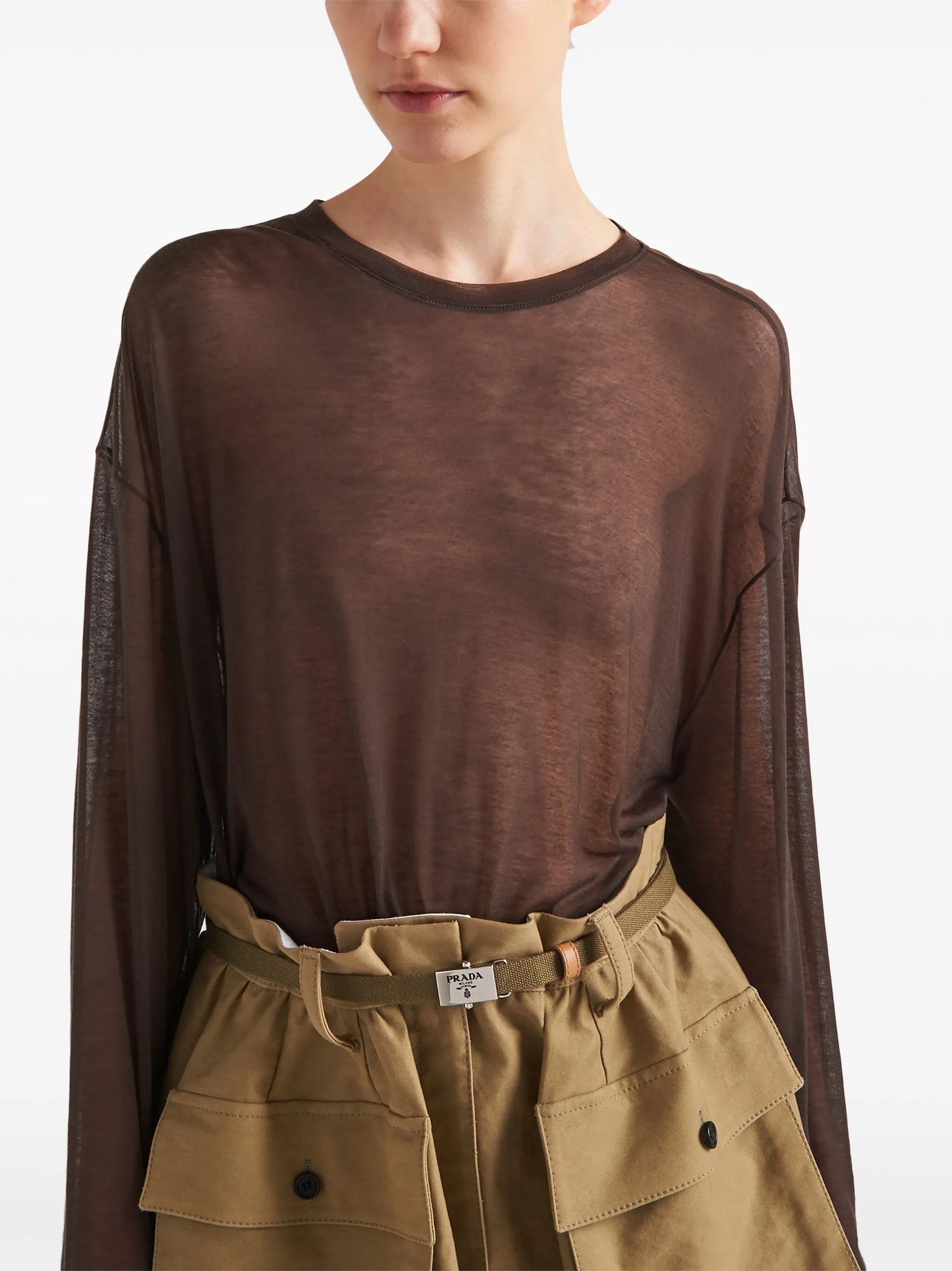 semi-sheer chambray T-shirt