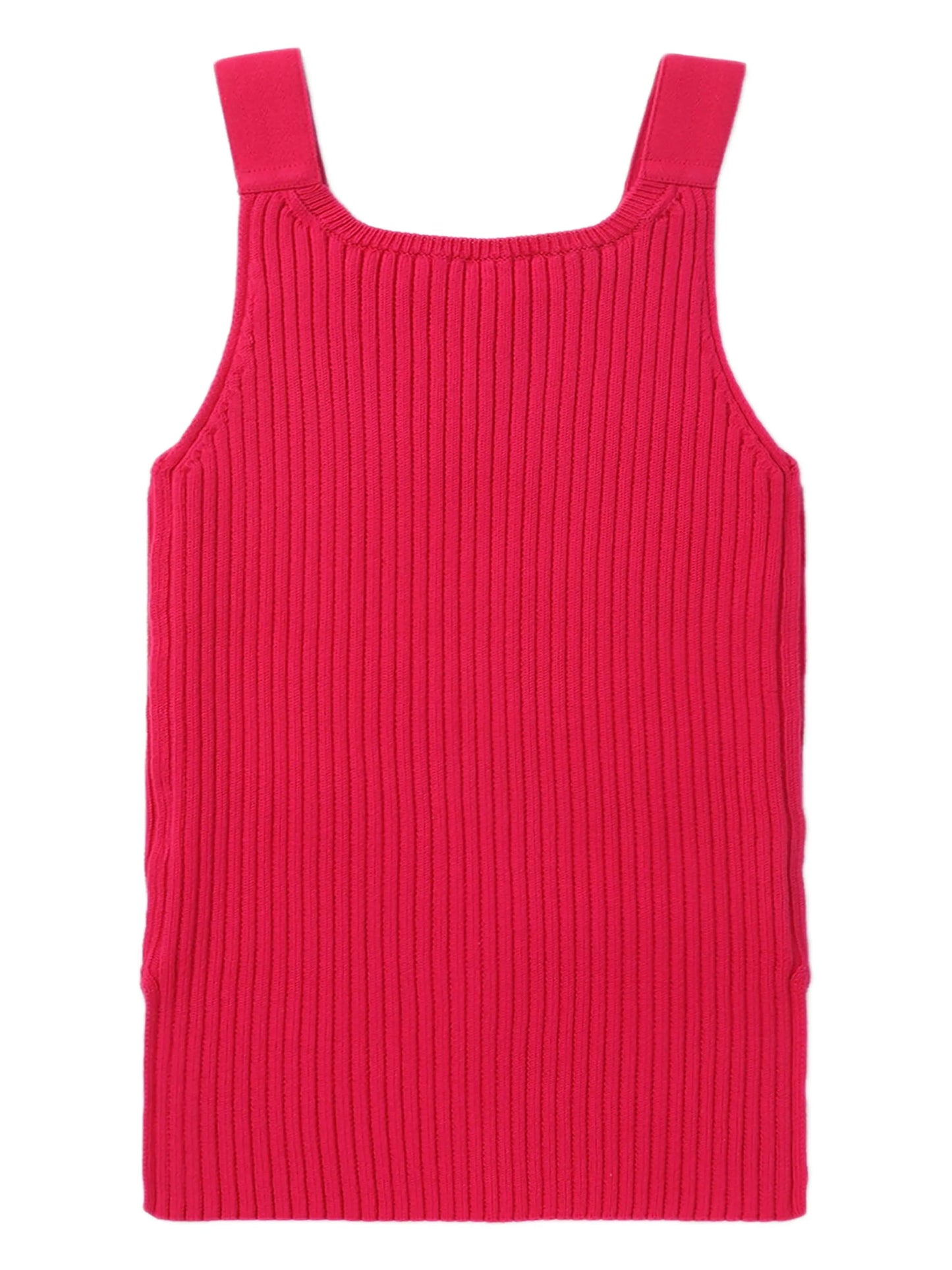 side-slit ribbed-knit tank top