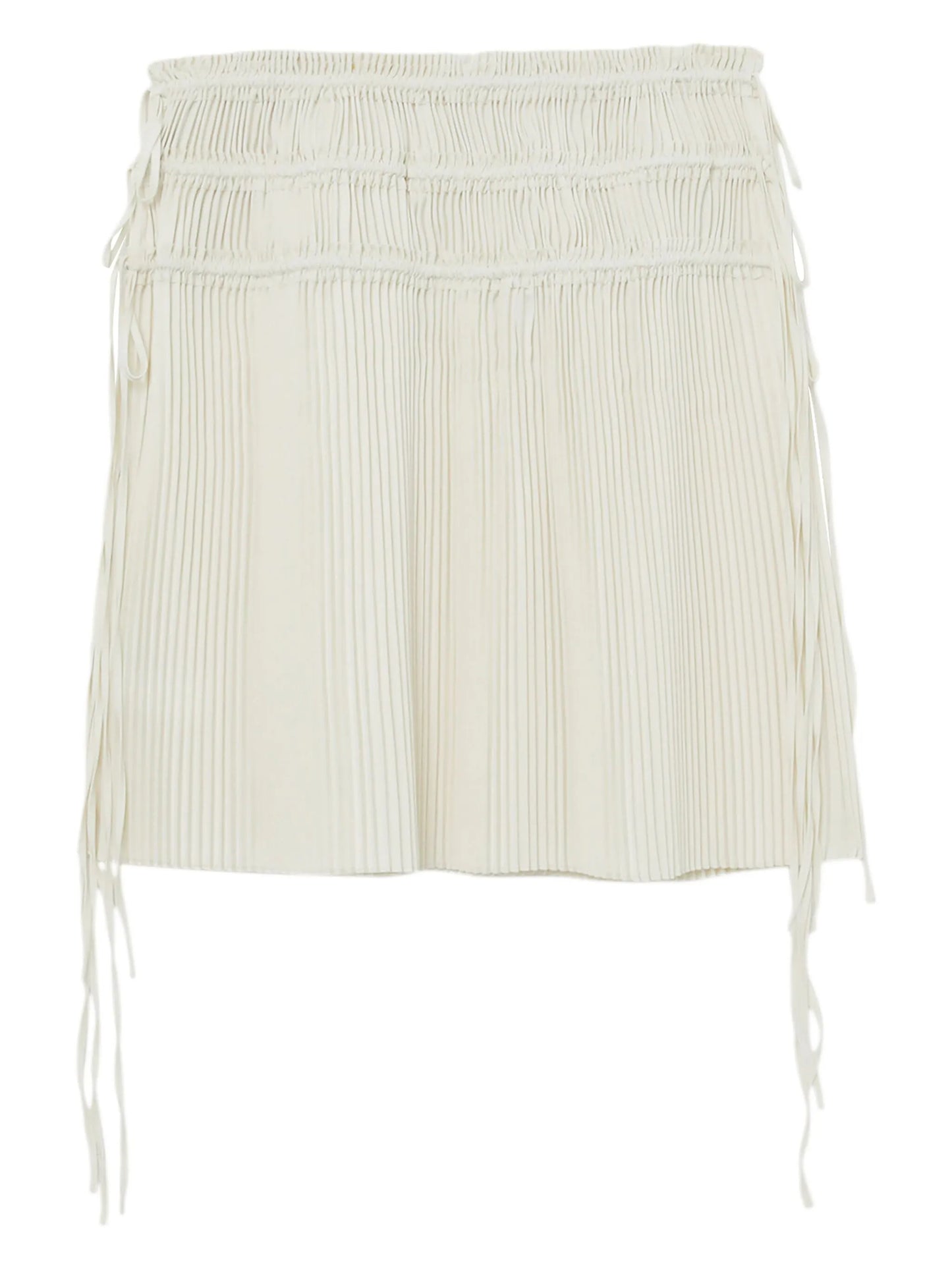 strap-detail pleated midi skirt