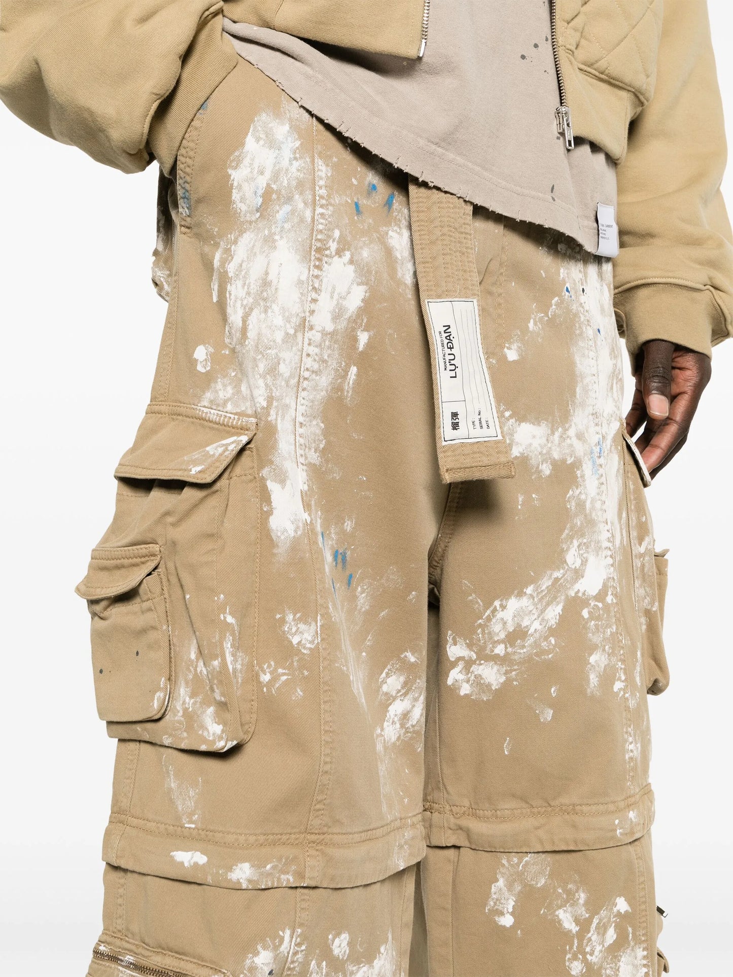 paint-splatter cargo jeans