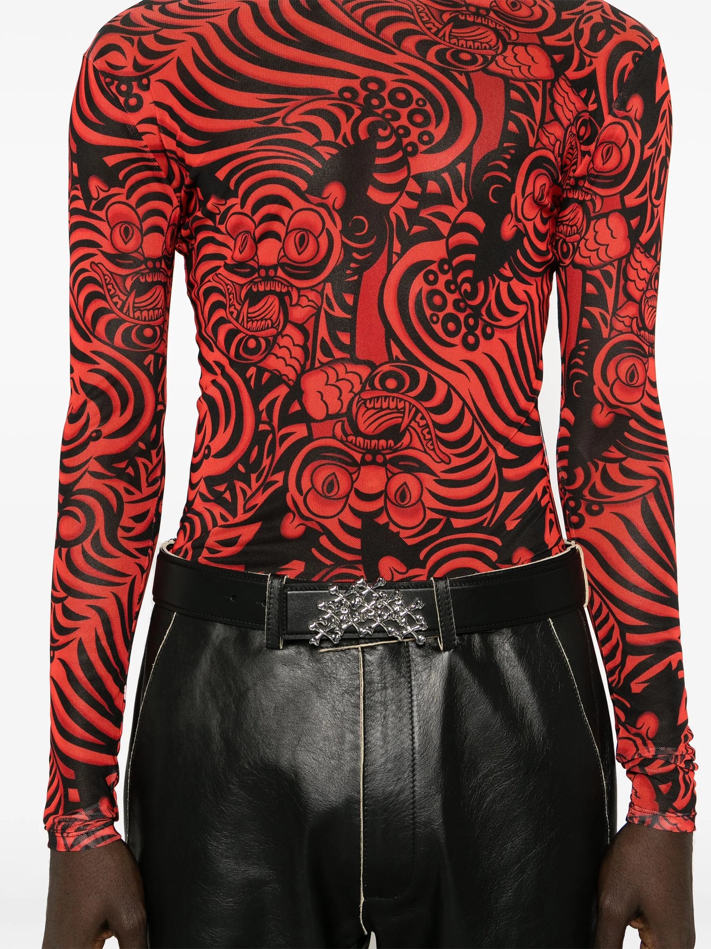 Kamikaze-print mesh T-shirt