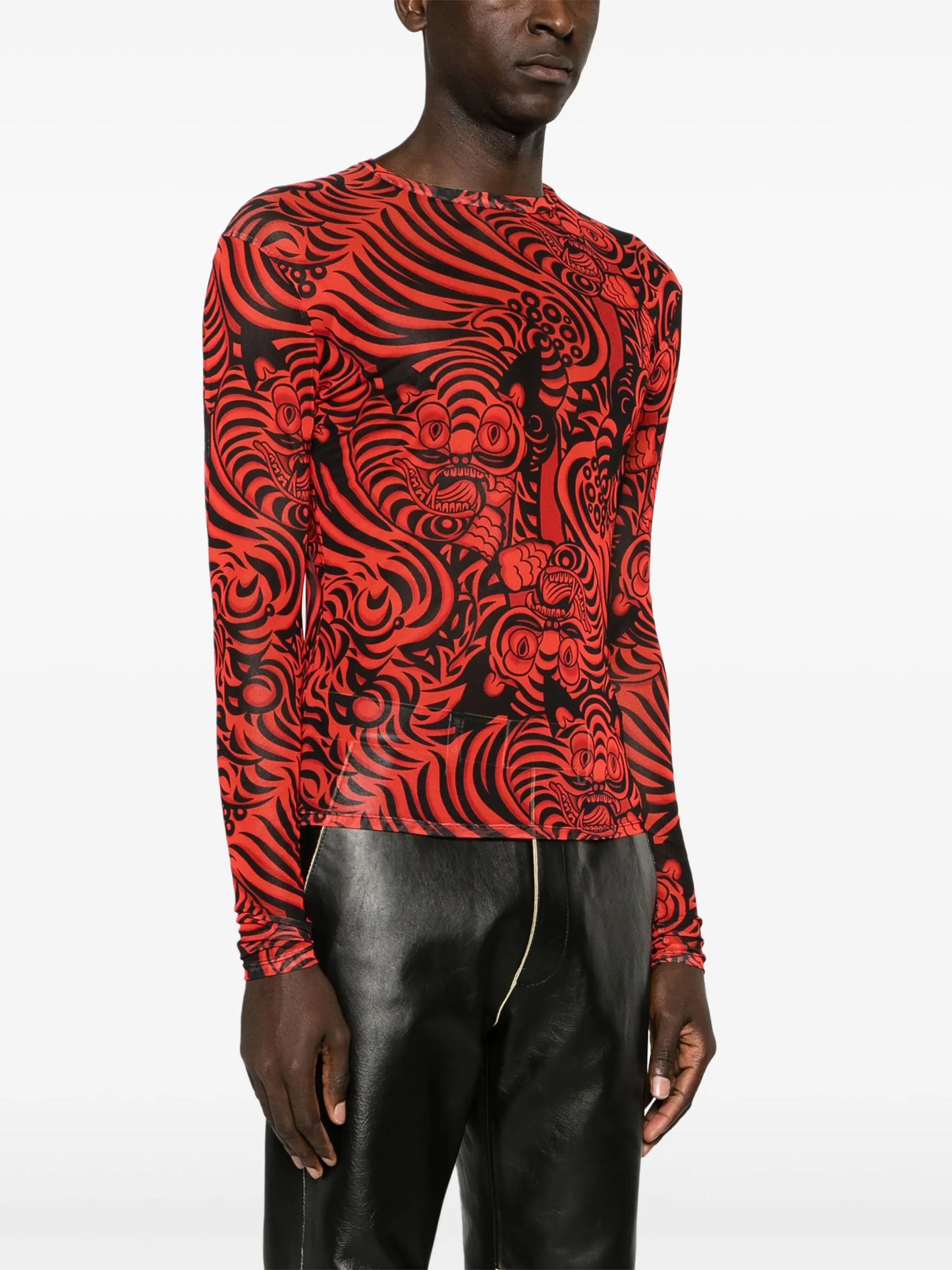 Kamikaze-print mesh T-shirt