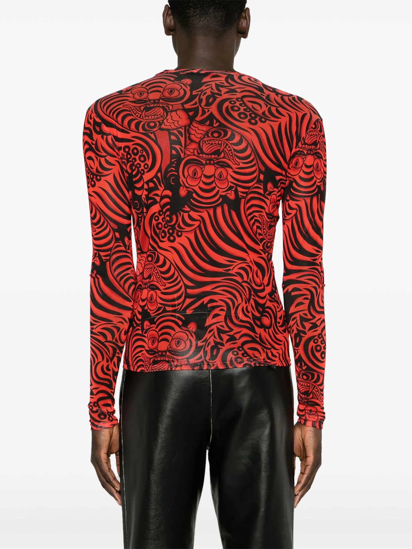 Kamikaze-print mesh T-shirt