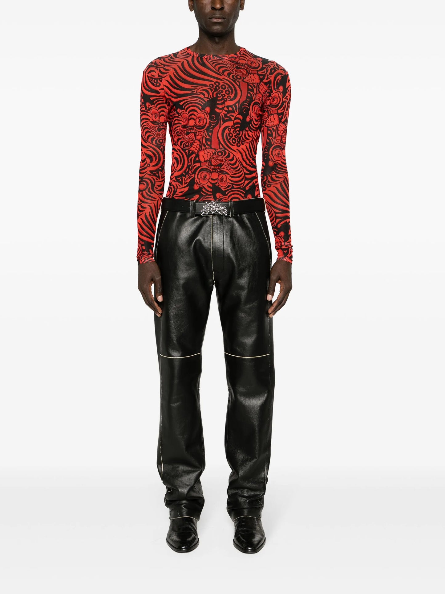Kamikaze-print mesh T-shirt
