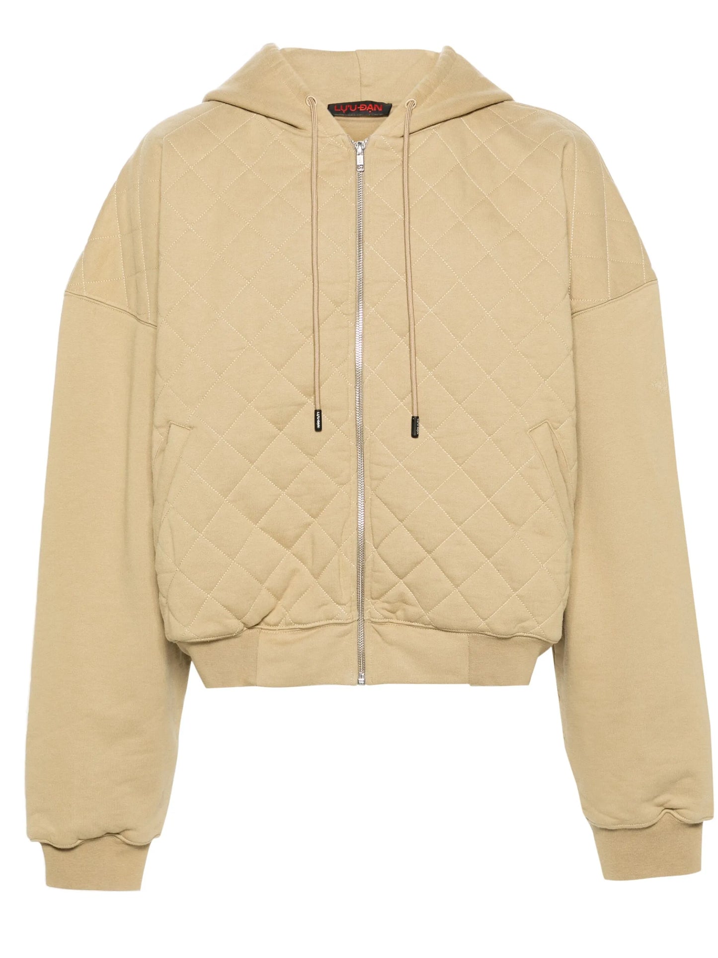 zip-up quilted hoodie