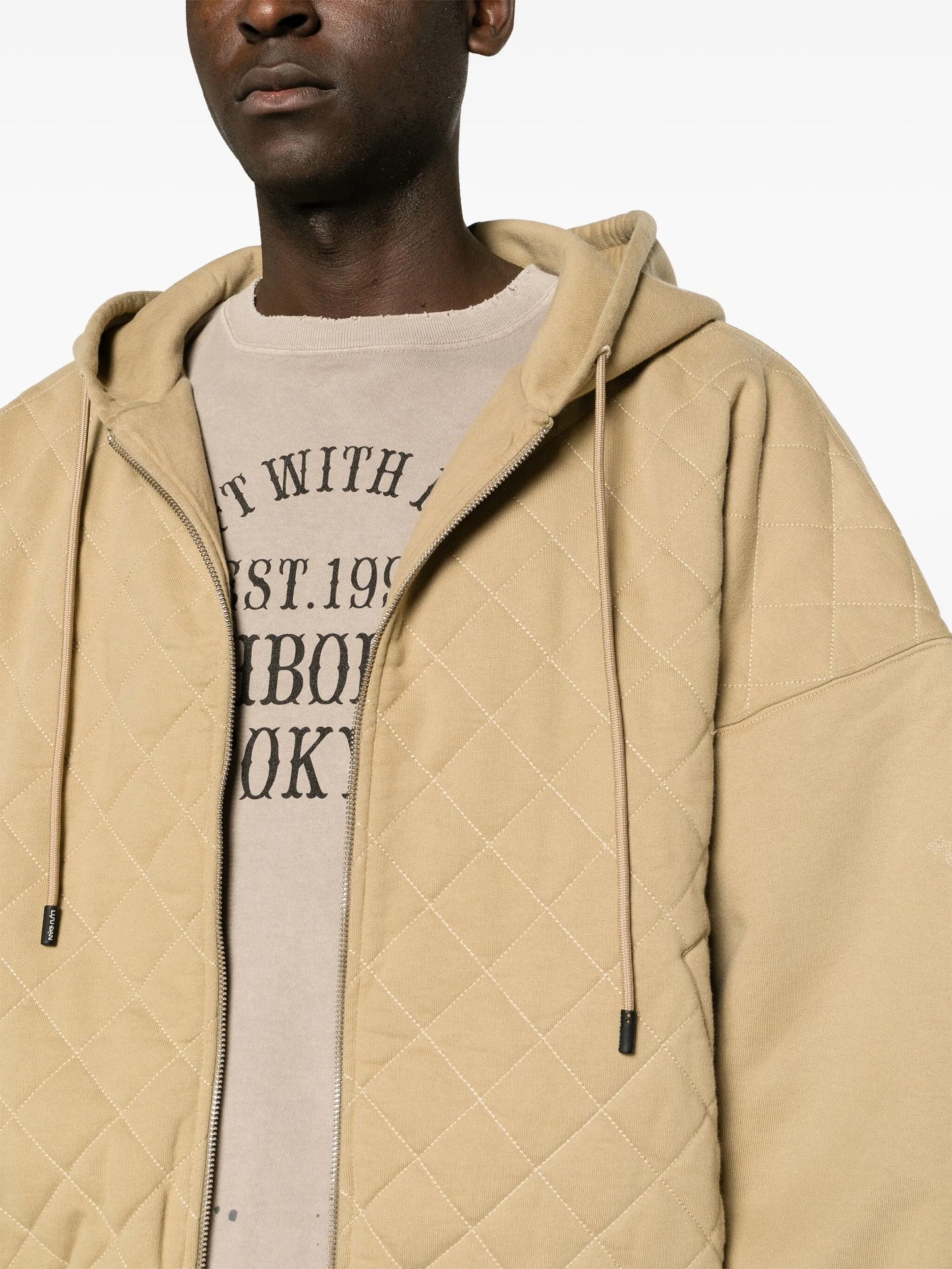 zip-up quilted hoodie