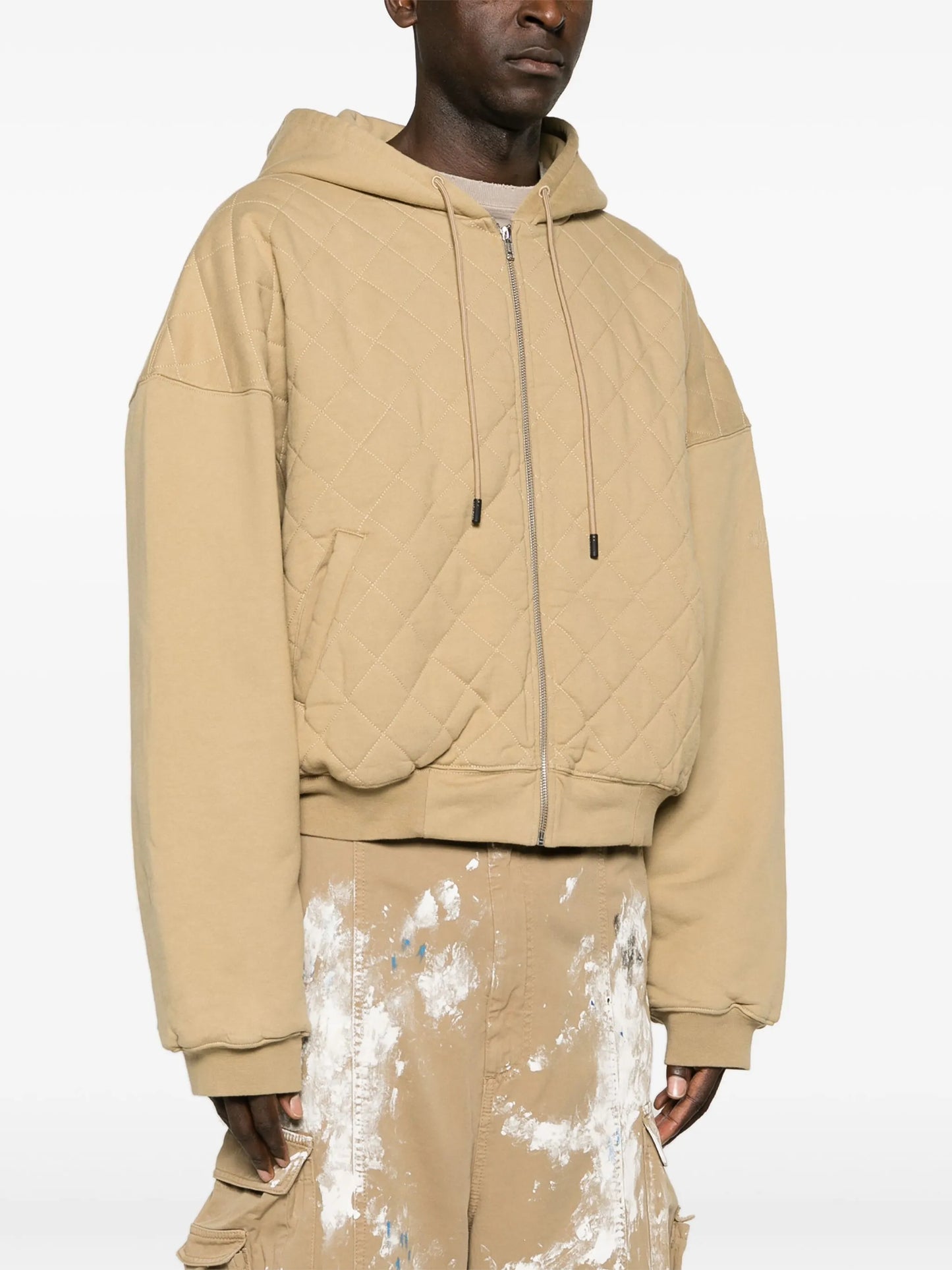 zip-up quilted hoodie