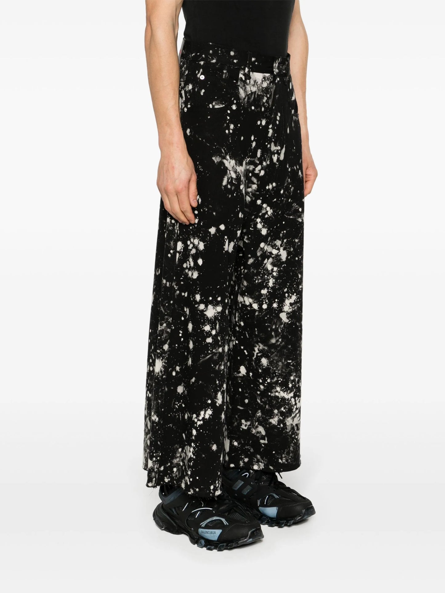 bleached-effect wide-leg jeans