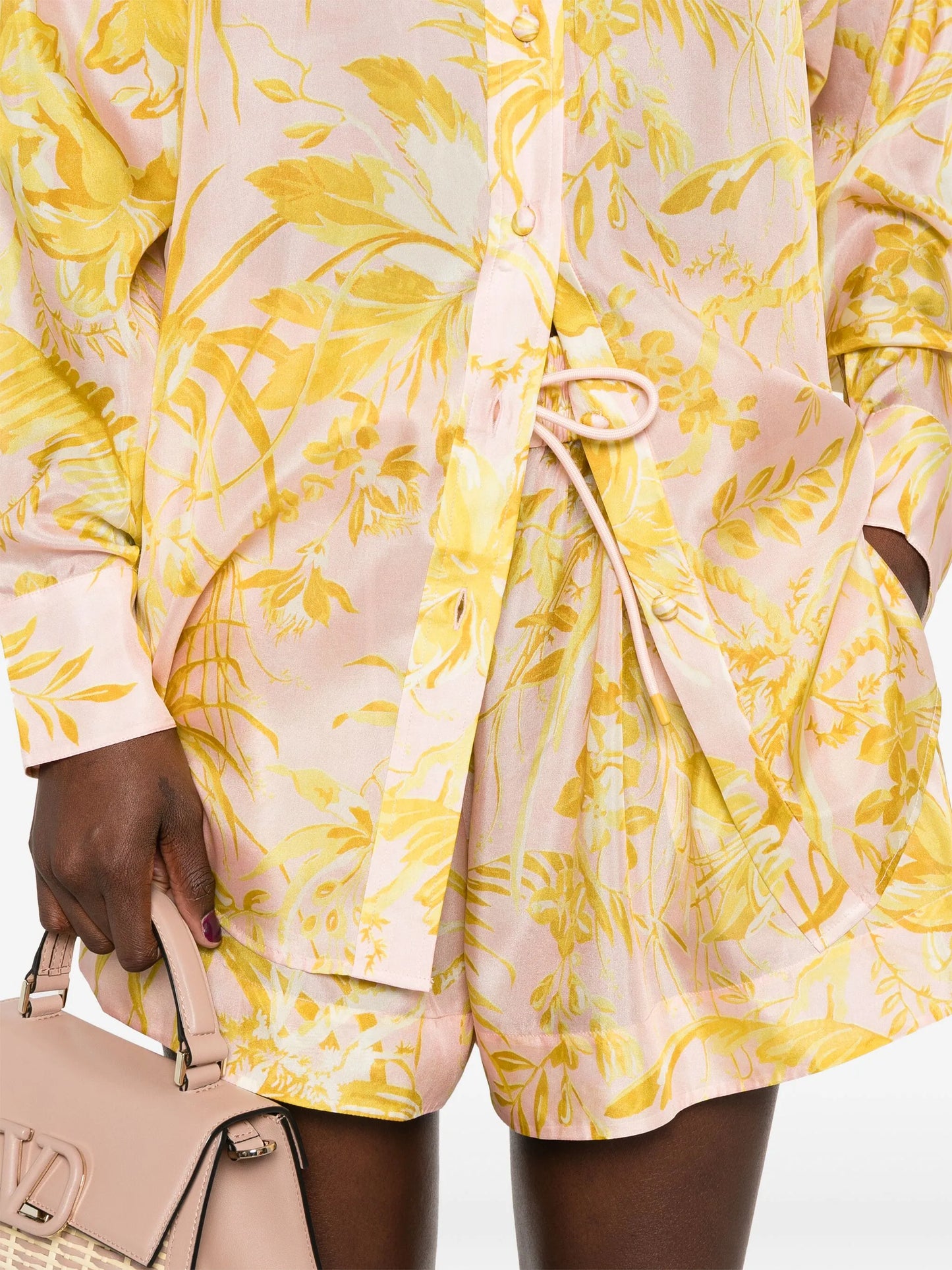 floral-print silk shorts