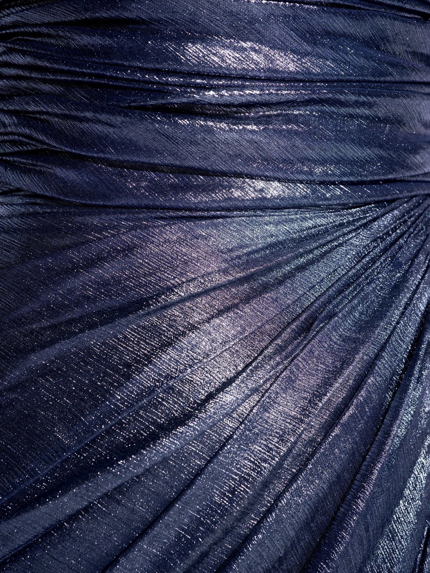 strapeless metallic gown