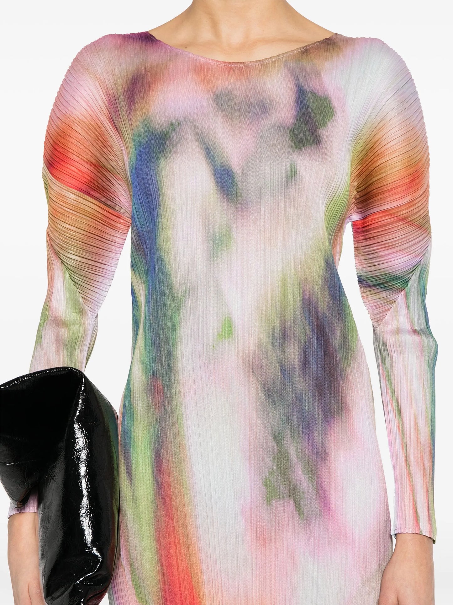 watercolour plissé midi dress