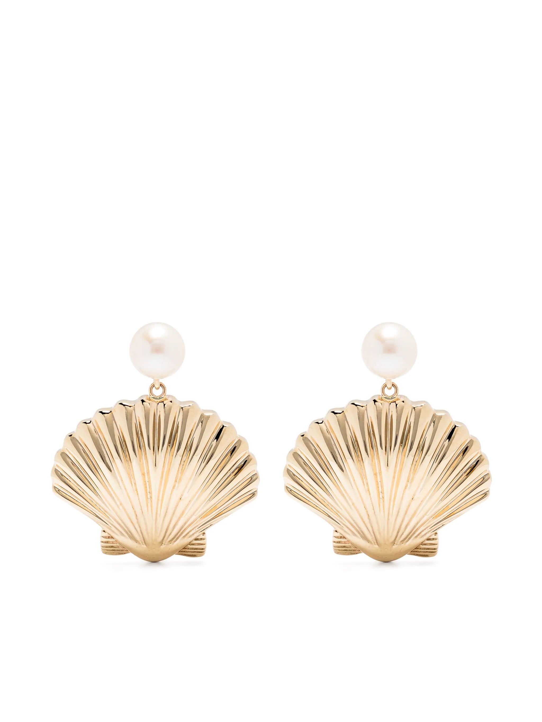 14kt yellow gold Venus pearl shell earrings