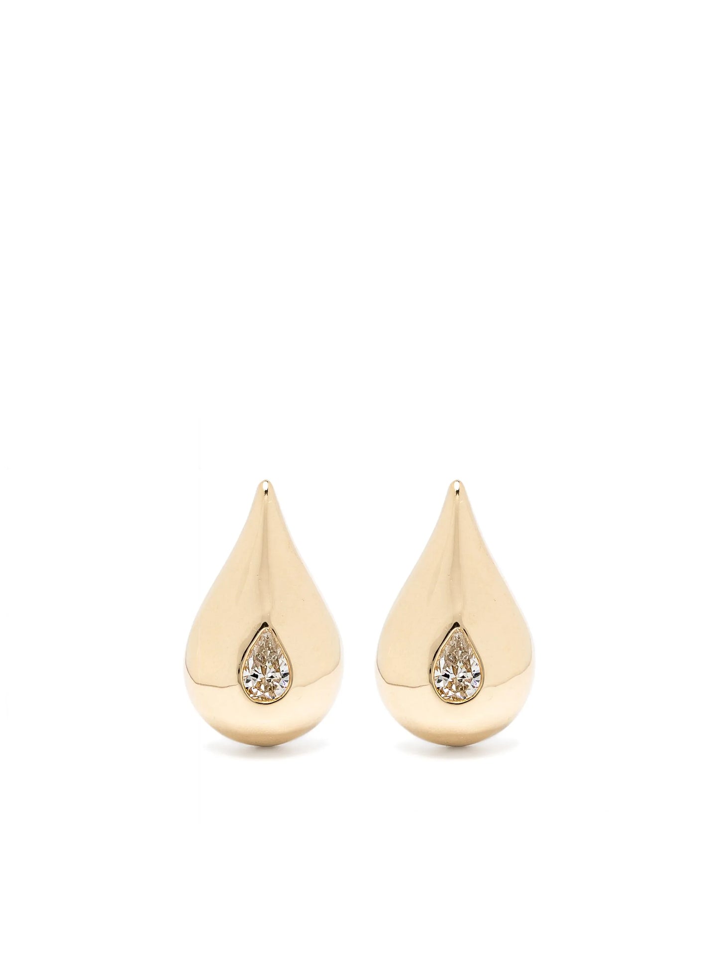 14kt yellow gold diamonds teardrop-shaped earrings