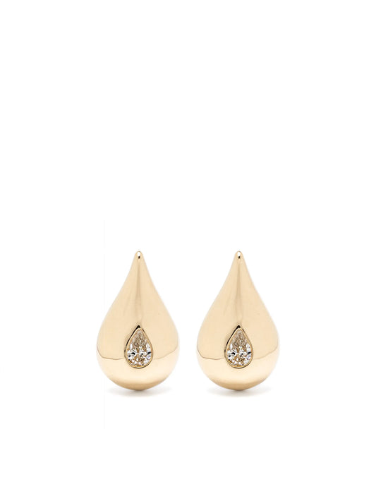 14kt yellow gold diamonds teardrop-shaped earrings