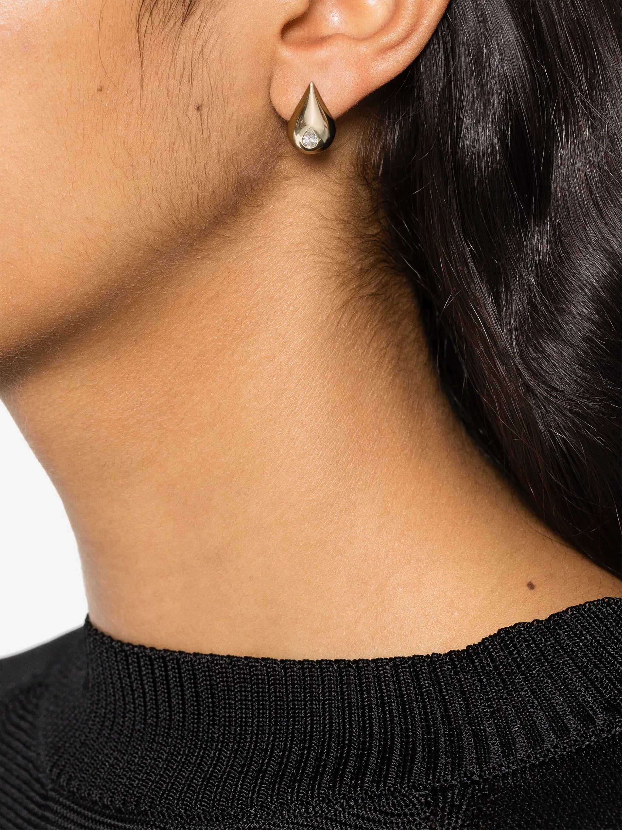 14kt yellow gold diamonds teardrop-shaped earrings