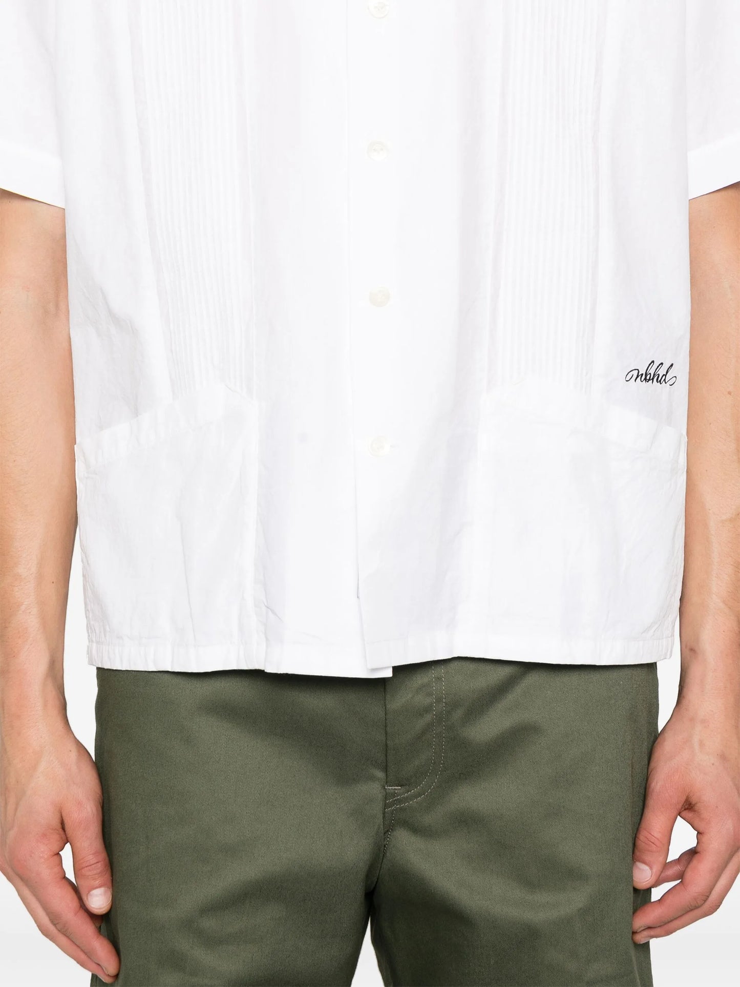 pintuck-detail poplin shirt