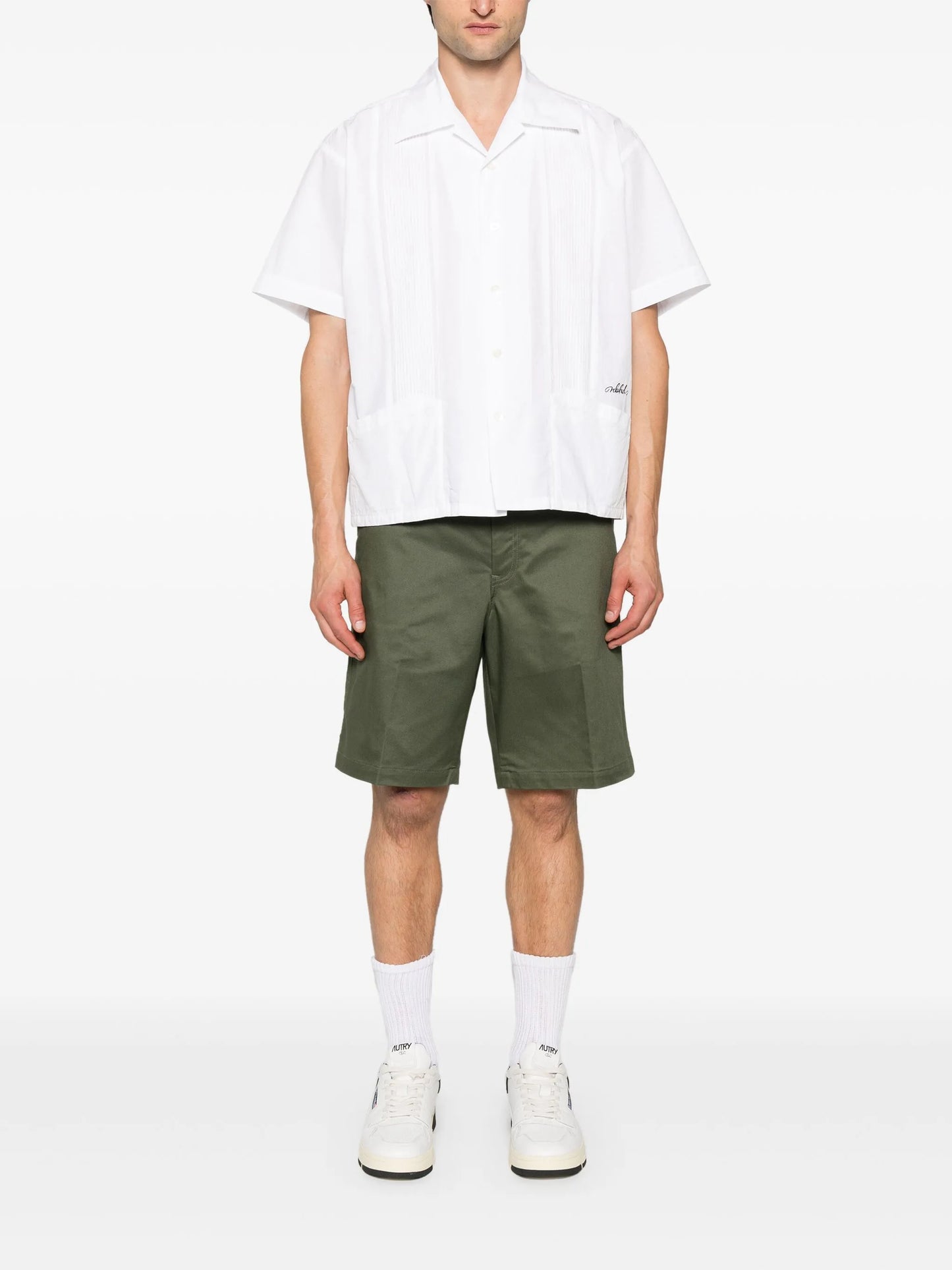 pintuck-detail poplin shirt