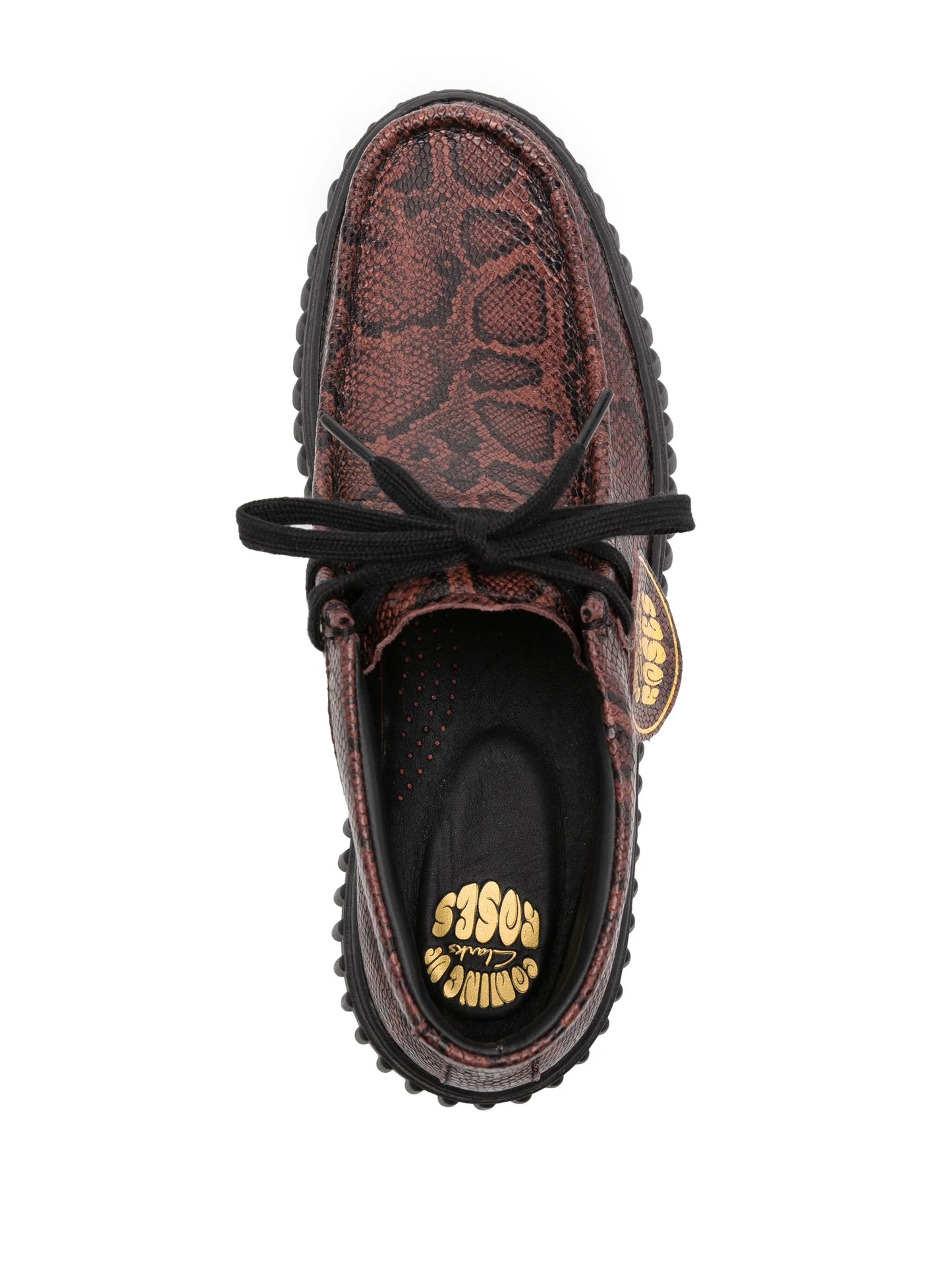 snake-print leather boots