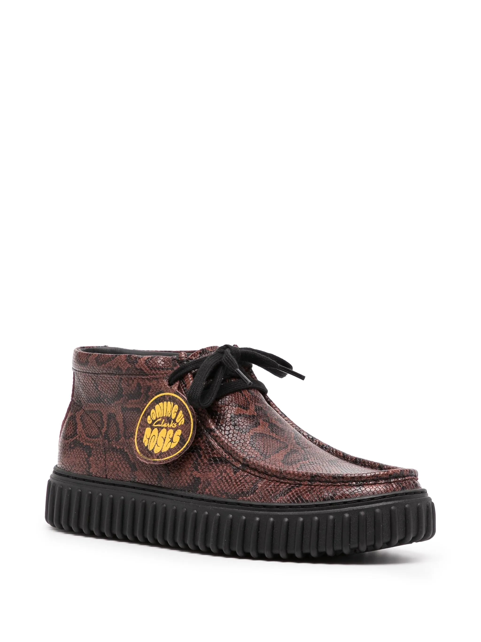 snake-print leather boots
