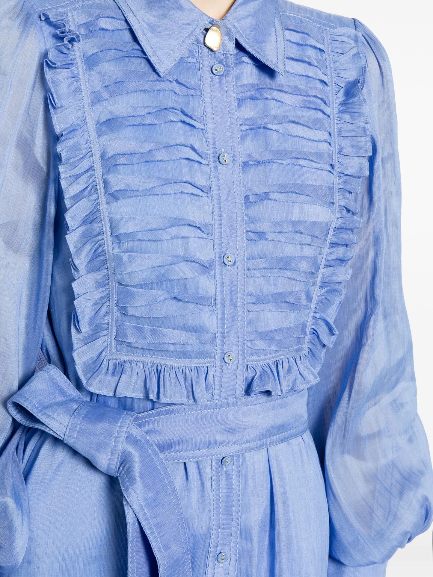linen-blend pleated shirtdress