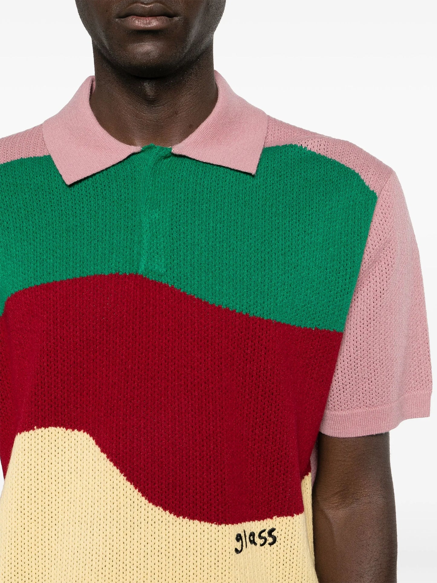 colour-block wool polo shirt