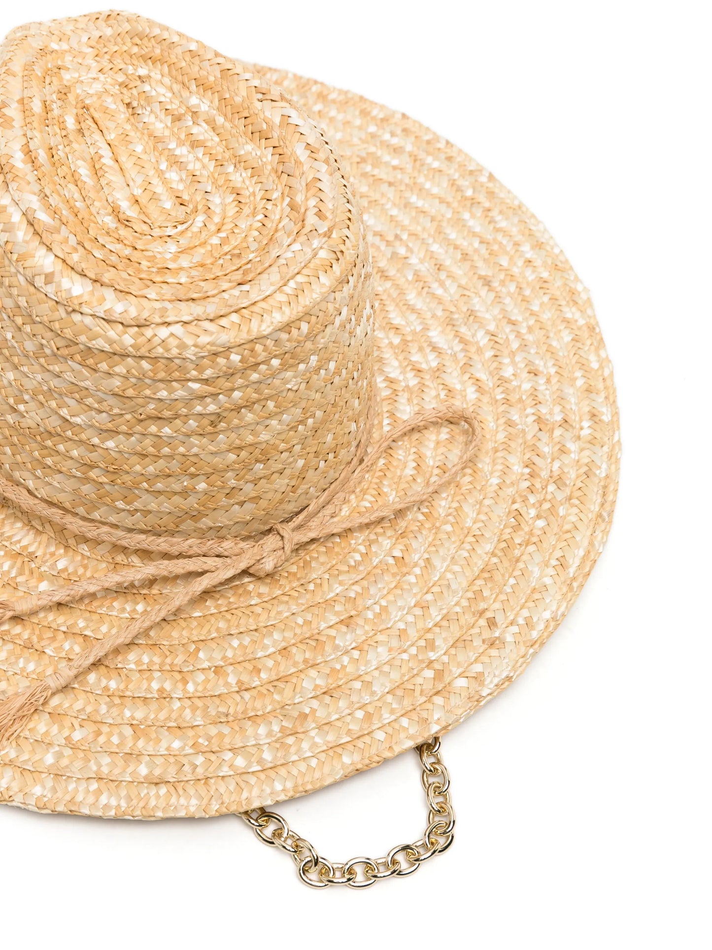 logo-appliqué straw fedora hat