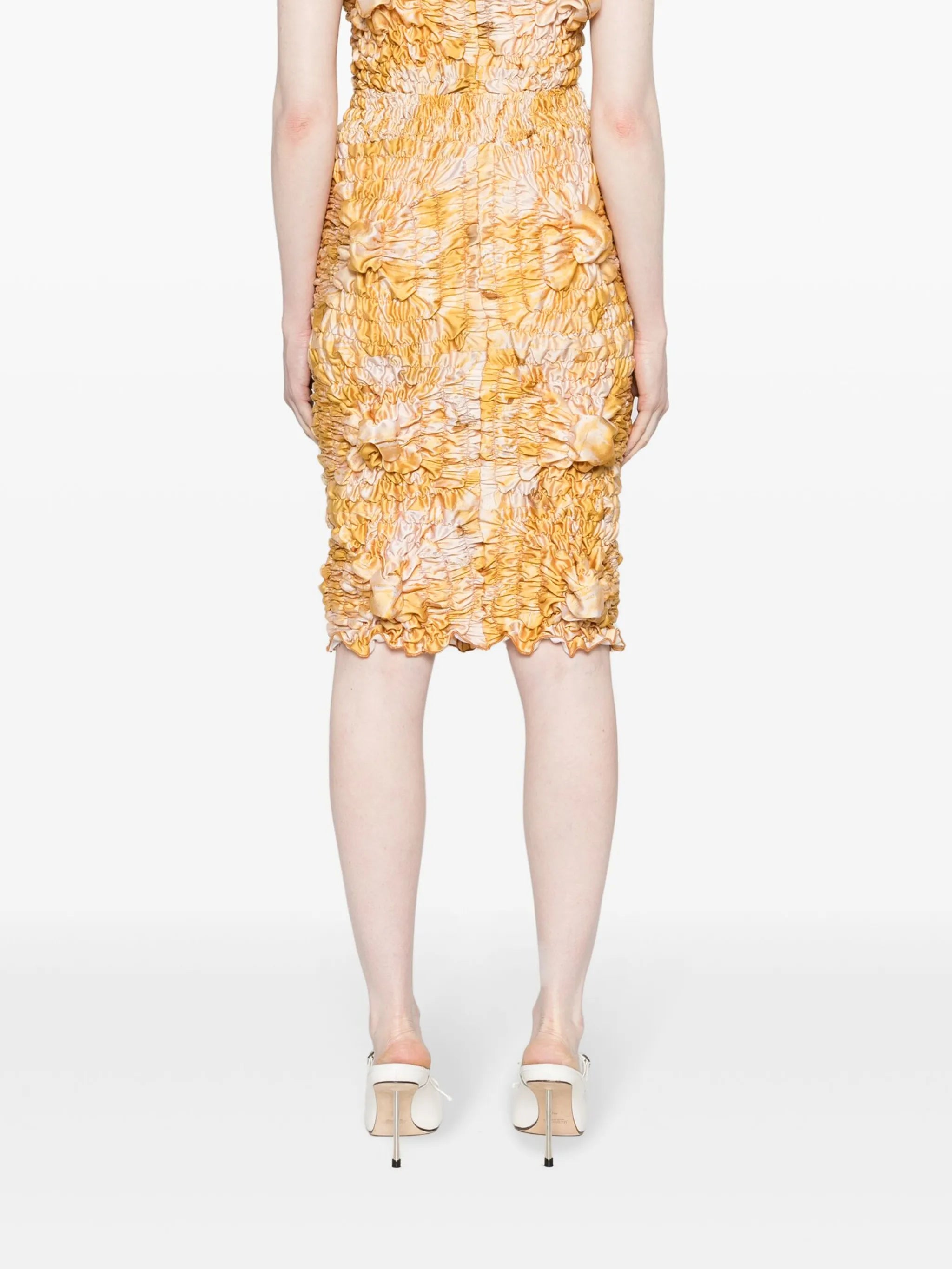 Twist shirred pencil miniskirt