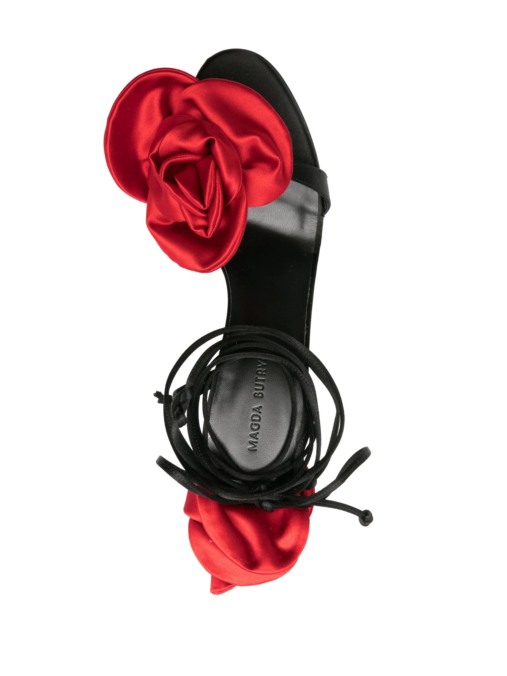 105mm floral-appliqué satin sandals