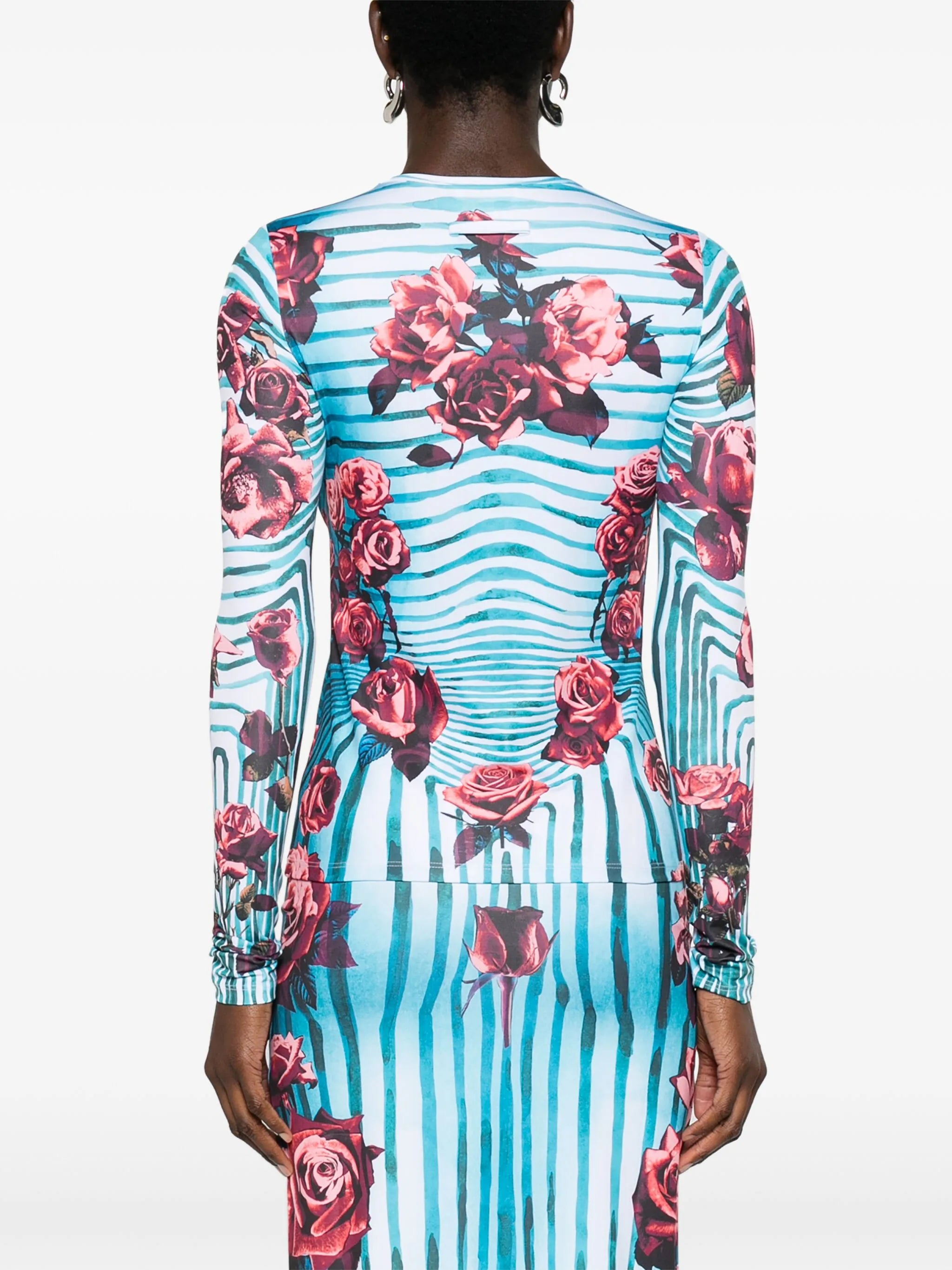 Morphing floral-print top